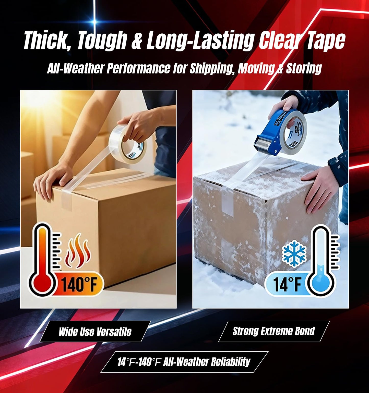 Scowyking Heavy Duty Packing Tape 36 Rolls, Total 2448Y, Clear, 2.7 mil, 2 inch x 68 Yards,Ultra Strong,Packaging Tape Refills for Shipping Moving Sealing Bulk