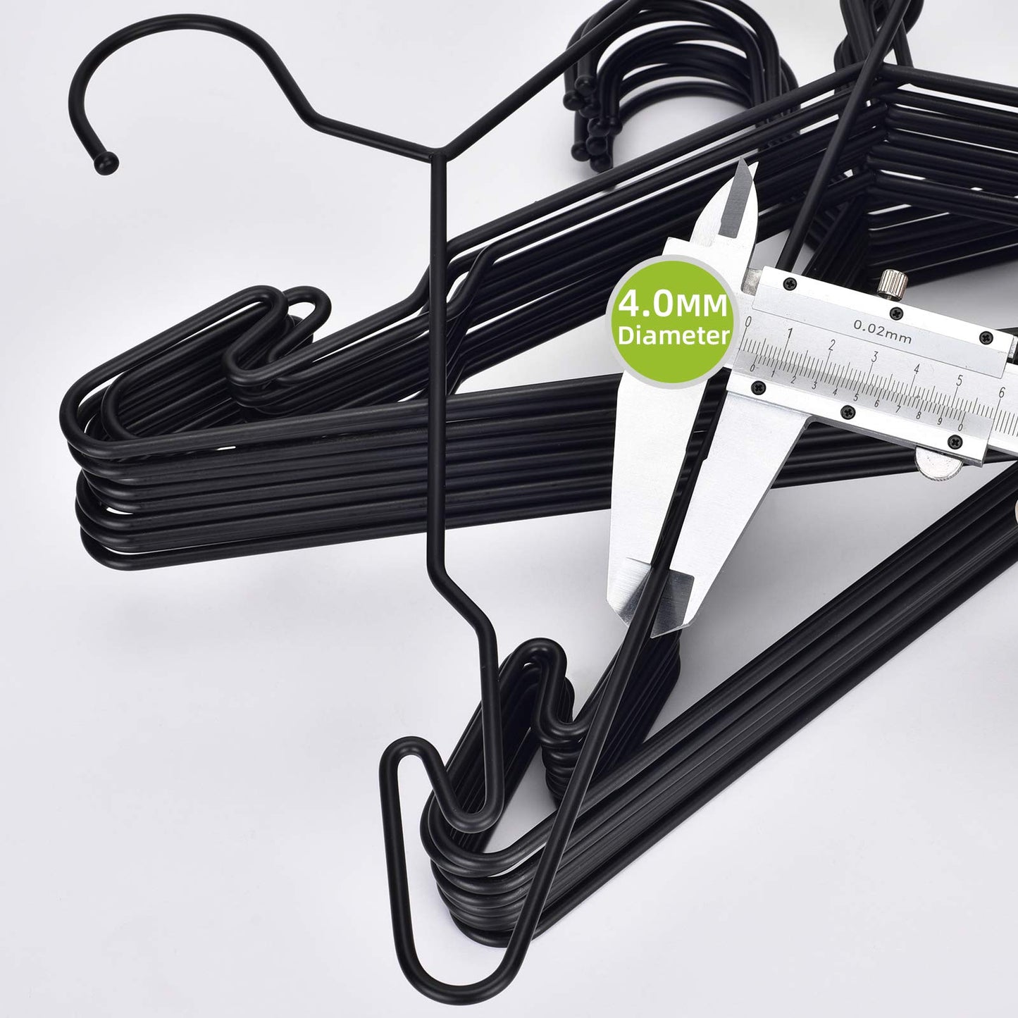 MLMD Lux Heavy Duty Metal Hangers with Unique Hook Design Durable & Sturdy Coat Hangers 4mm Thick Withstands 25lbs Weight Smooth Powder Coated Finish Compact Shirt Hangers - 40 Pack Black