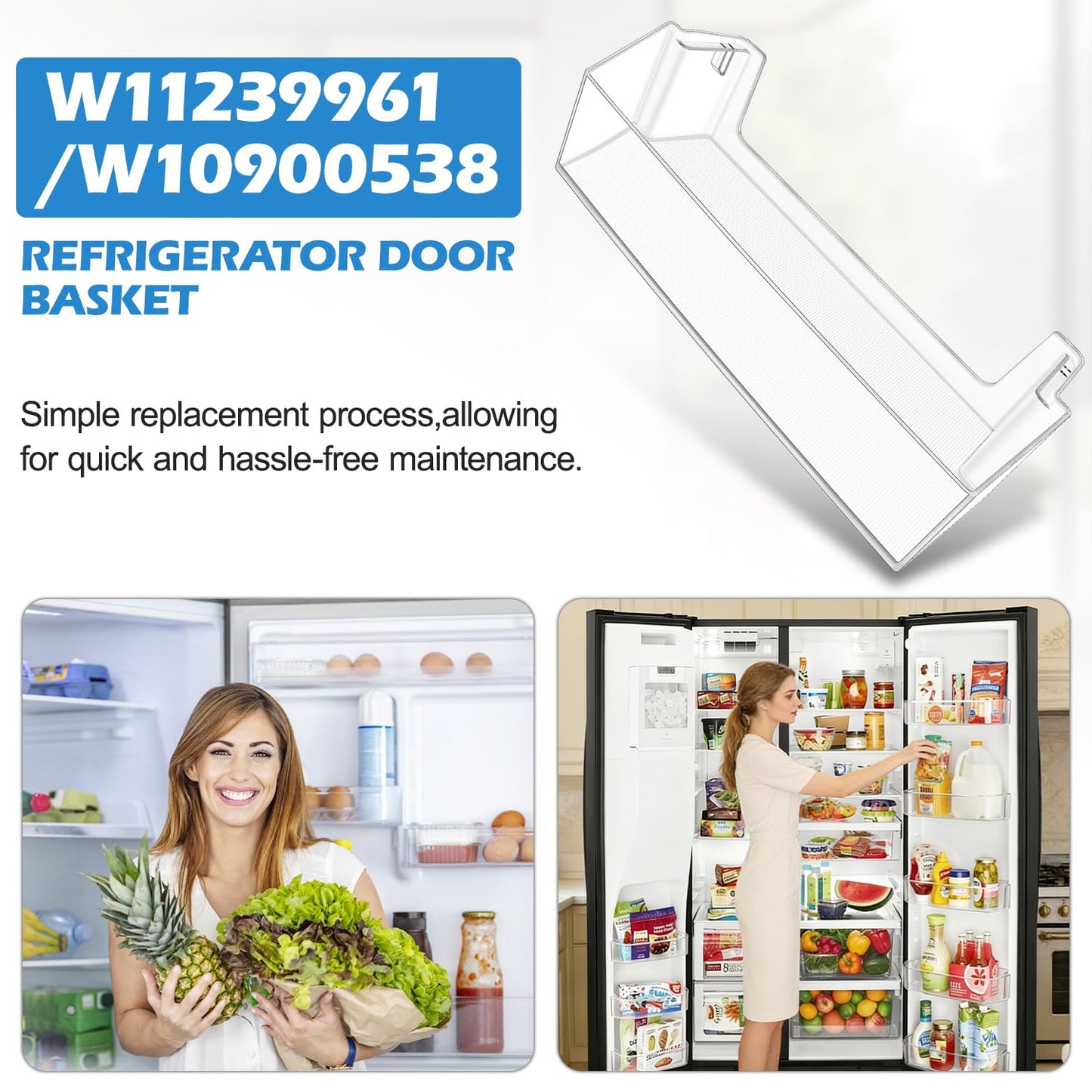 (2 PACK) [UPGRADED] W11239961 Refrigerator Door Shelf Replacement Compatible with Whirlpool Refrigerator Door Shelf Replace W10900538 WRS325SDHZ01 WRS321SDHZ01 WRS315 WRS325 Refrigerator Shelves Part