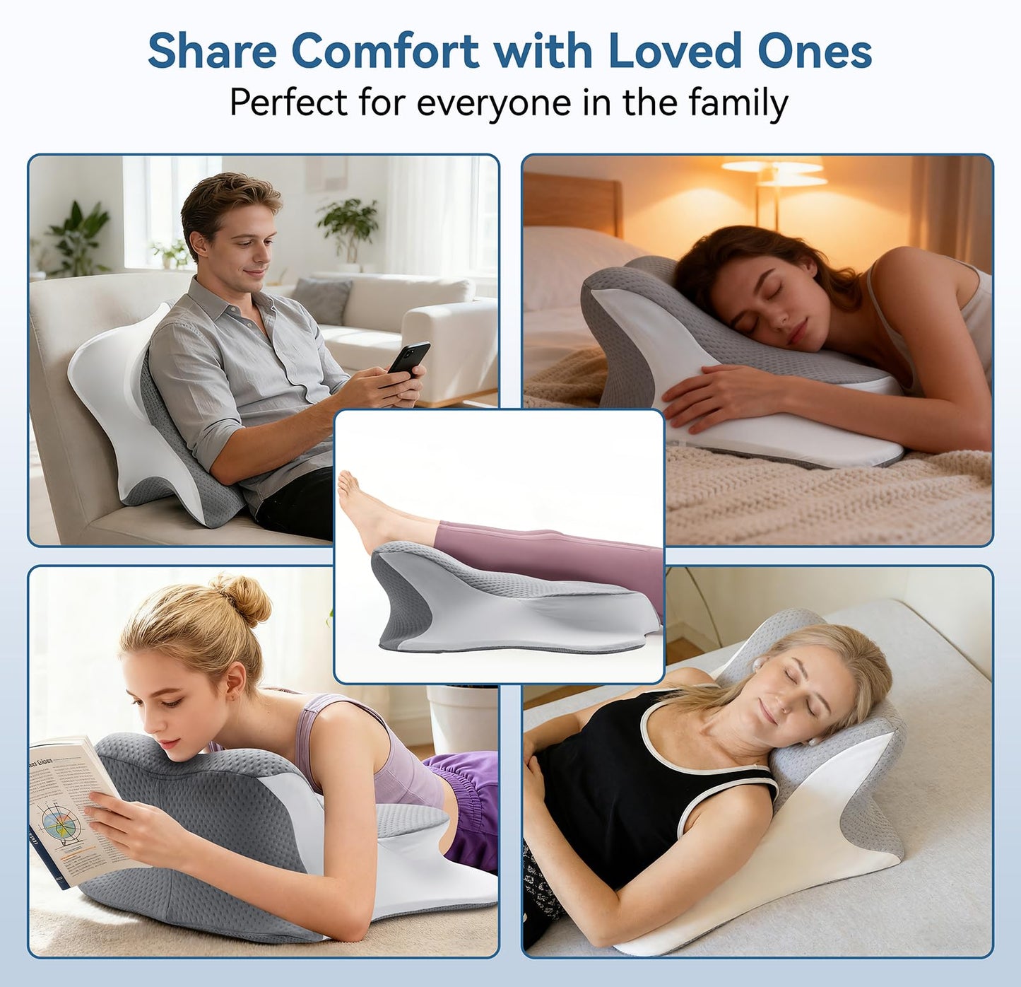 FamiCare Ergonomic Memory Foam Reading Pillow - Wedge Back & Neck Support for Bed, Sofa & Floor - Relieves Acid Reflux, Back Pain & Arm Fatigue for Readers, Student, Gamers & Couples (Large)