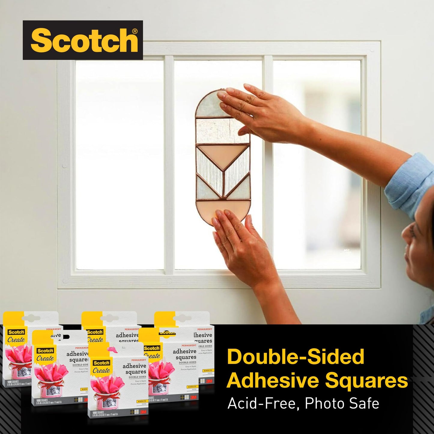 Scotch Photo Splits, Double-Sided Adhesive Squares, Acid-Free, Photo Safe, 1000 Count (Pack of 6)