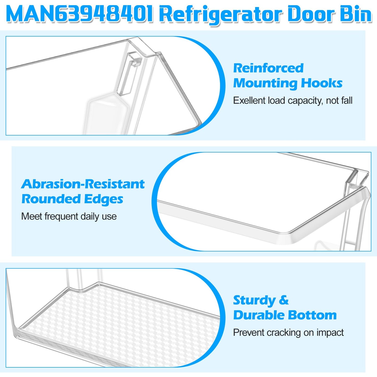 Upgraded MAN63948401 Refrigerator Door Bin Compatible with Kenmore LG Refrigerator Door Shelf Parts MAN63948404 MAN63948402 LG Fridge Shelf Replacement LMXS28626S LFXS26973S LFXC22526S Left Shelves