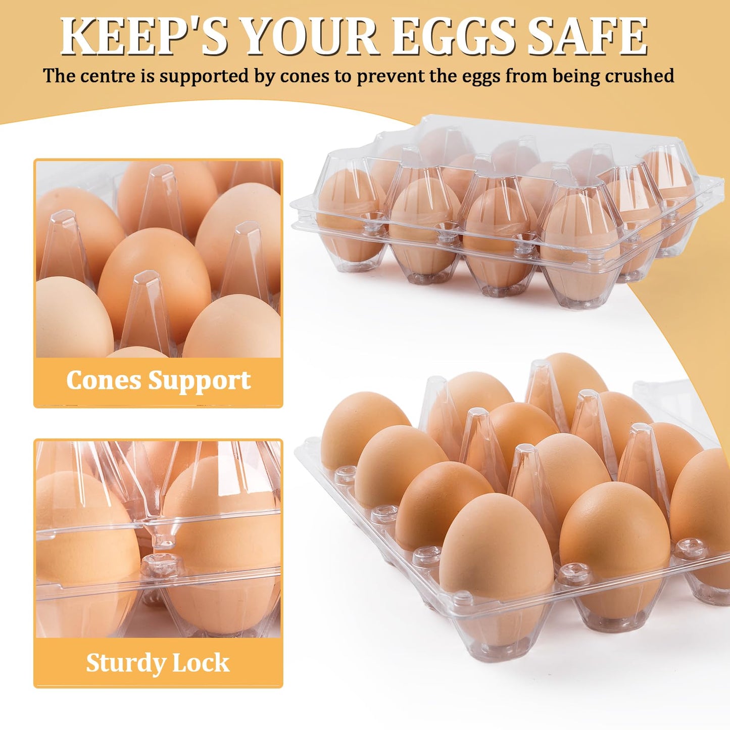 120 Pack Egg Cartons 12 Count, Plastic Egg Cartons Cheap Bulk for Fresh Eggs, Reusable Egg Holder Egg Trays for Home and Farmer's Markets Display, Medium Egg Containers for Refrigerator