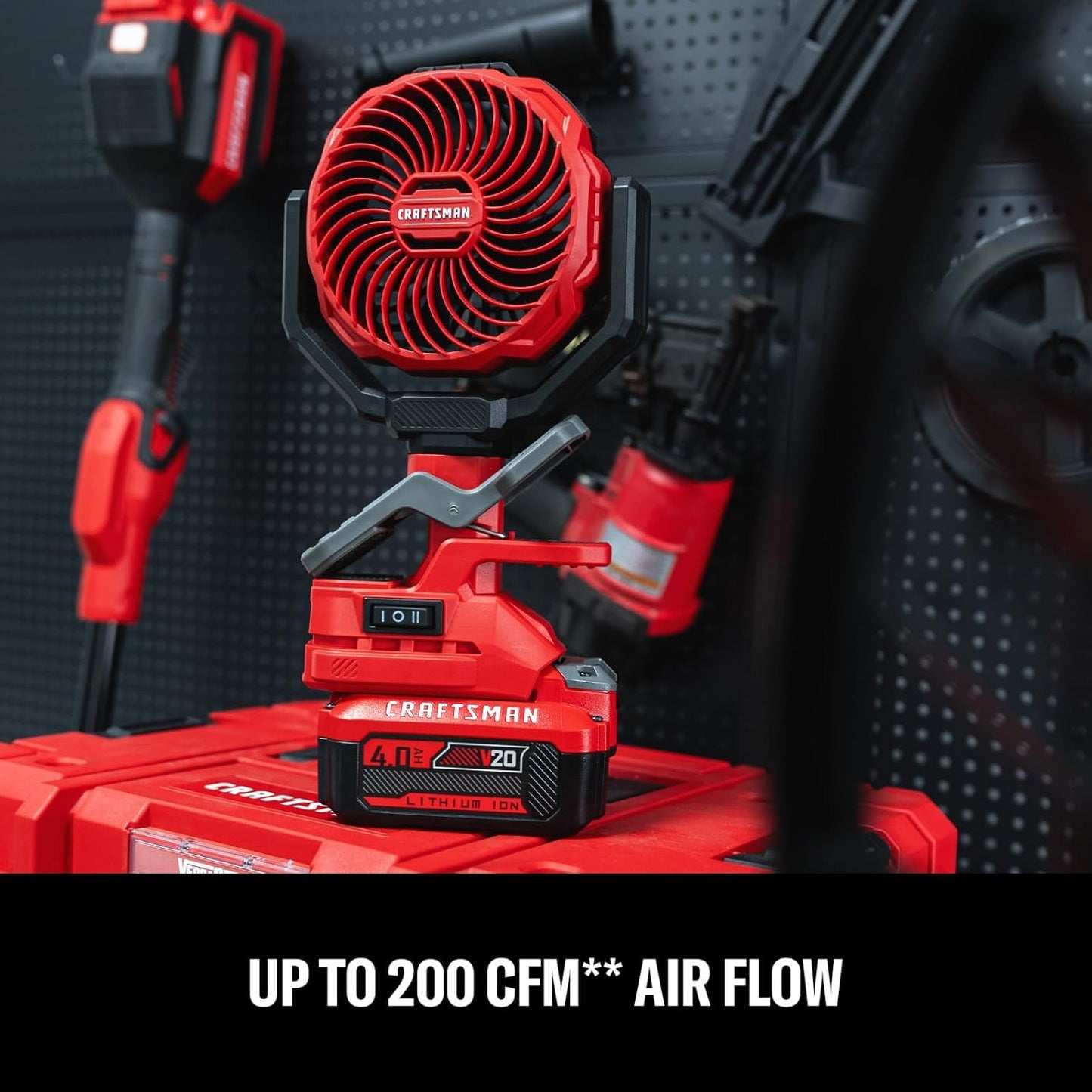 CRAFTSMAN Portable Clip on Fan Rechargeable (Tool Only), Small Personal Clamp Fan Battery Powered 4" 20V for Stroller Desk Table Home Office Outdoor Travel Camping Tent, CMXEFXA520402