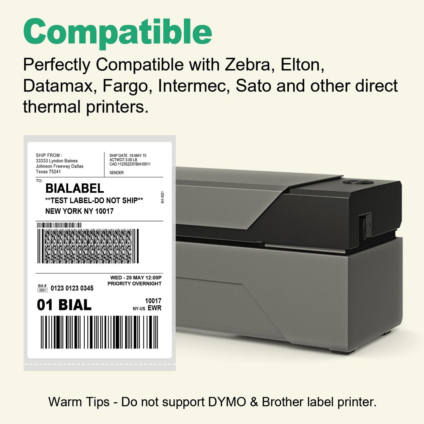 4 Stacks 4" x 6" Folded Thermal Labels, 2000 Pcs Thermal Label Printer Paper for Rollo Label Printers and Zebra, Commercial Grade