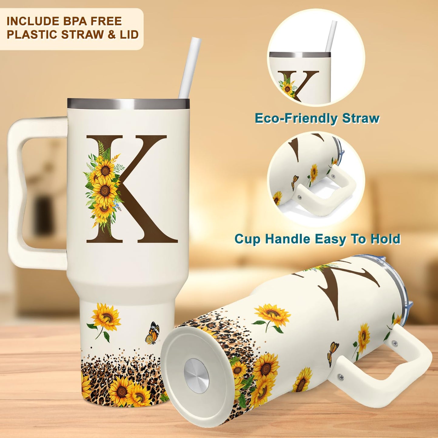 Personalized Mothers Day Gifts - Sunflower Gift For Women - Mothers Day Gifts For Mom, Sister, Daughter, Wife, Grandma - Mothers Day, Birthday Gifts For Mom, Her, Friend - Monogrammed Tumbler 40oz