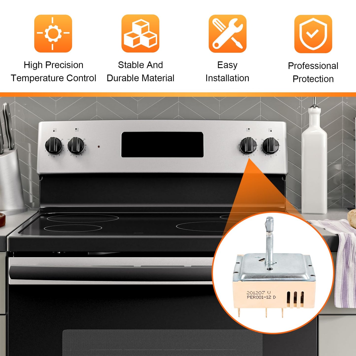 JDMSPEED DG44-01006B Range Dual Surface Element Control Switch Compatible with Samsung Electric Range - Oven/Stove Part Number #PER001-12 D