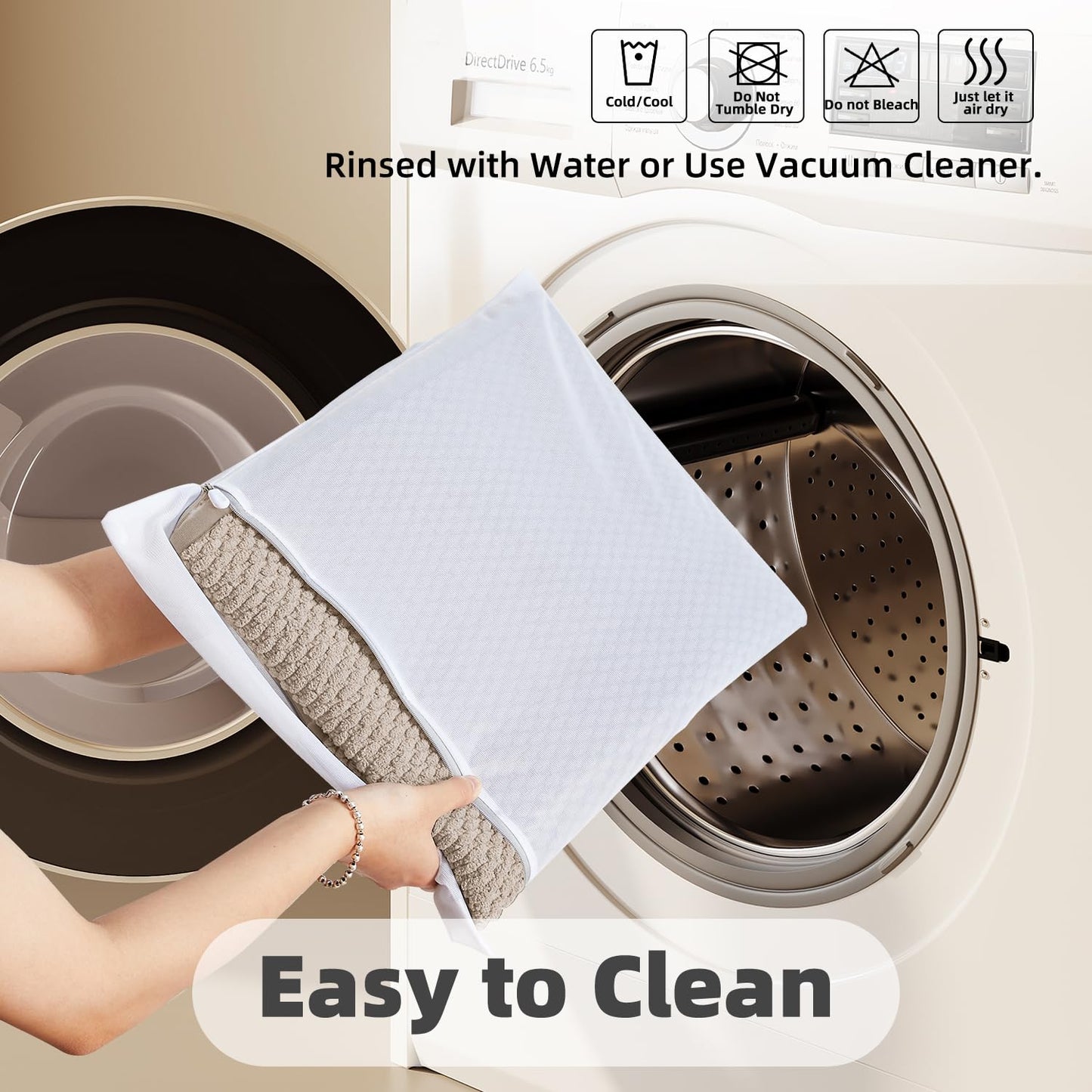 TYUU Bathroom Rugs Non Slip Washable, Super Absorbent Thin Bath Mat Quick Dry Low Pile Bathroom Rug, Beige 24"x36"