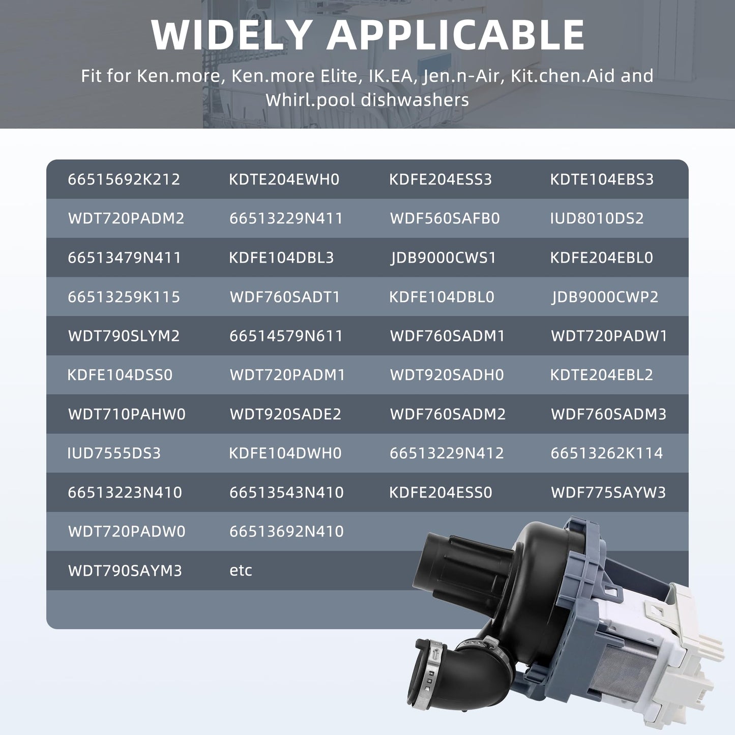 W10529163 W11032770 Circulation Pump W10885542 Dishwasher Pump and Motor Assembly Compatible with Whirlpool Kenmore Kitchen.aid Dishwashers by AMI PARTS