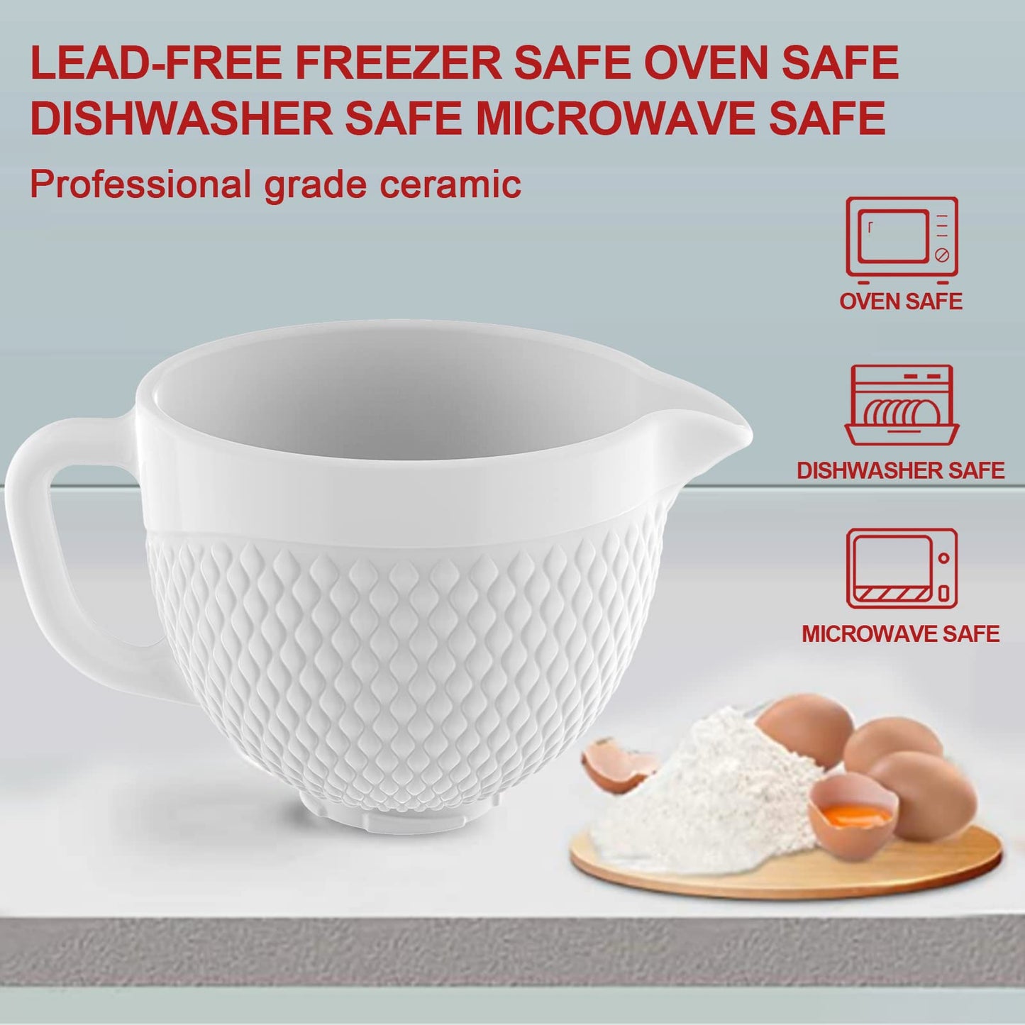 Ceramic Bowl for KitchenAid Mixer, Fit 4.5-5Qt Ceramic Bowl for KitchenAid Mixers, Vintage Pineapple Design | Microwave & Dishwasher Safe Baking