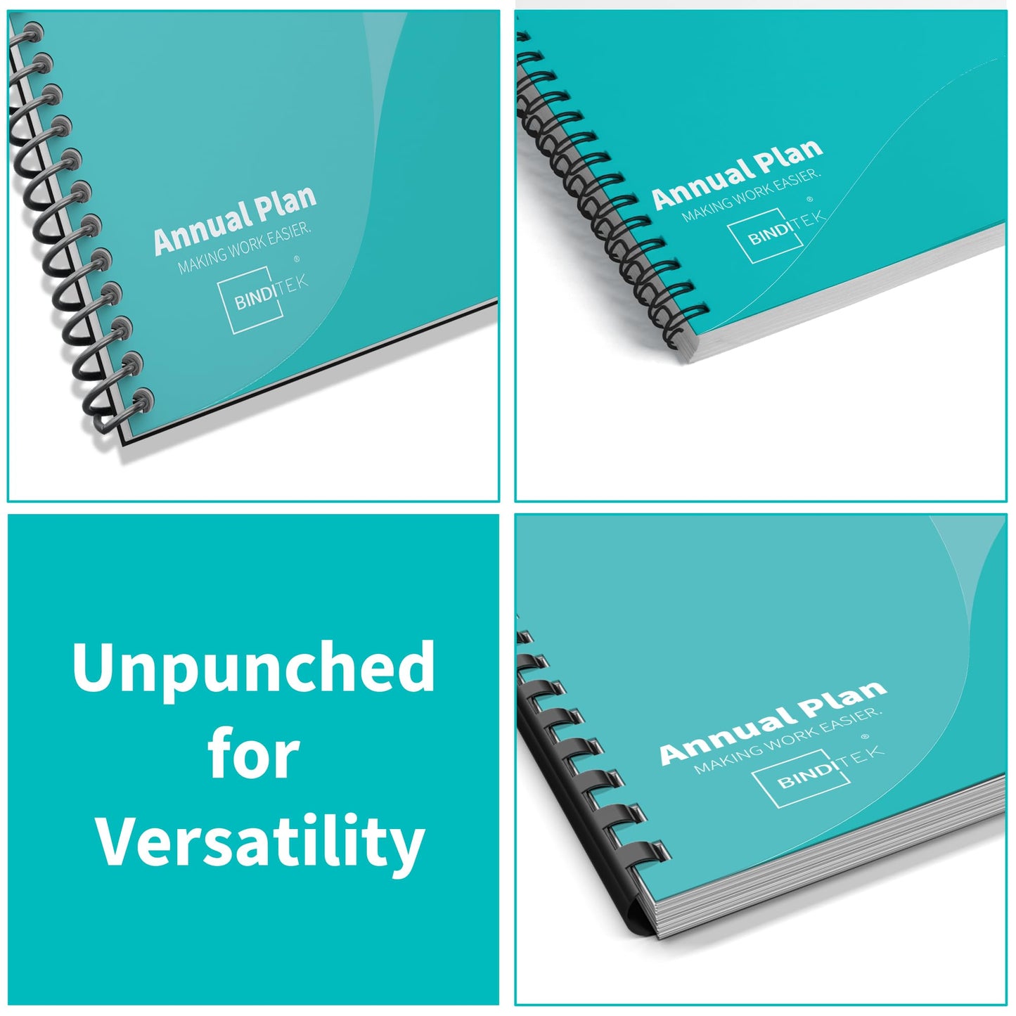 Binditek 200 Pack 8 Mil PVC Clear Binding Covers, 8.5 x 11 Inches, Letter Size, Square Corners, Un-Punched, Office Supplies