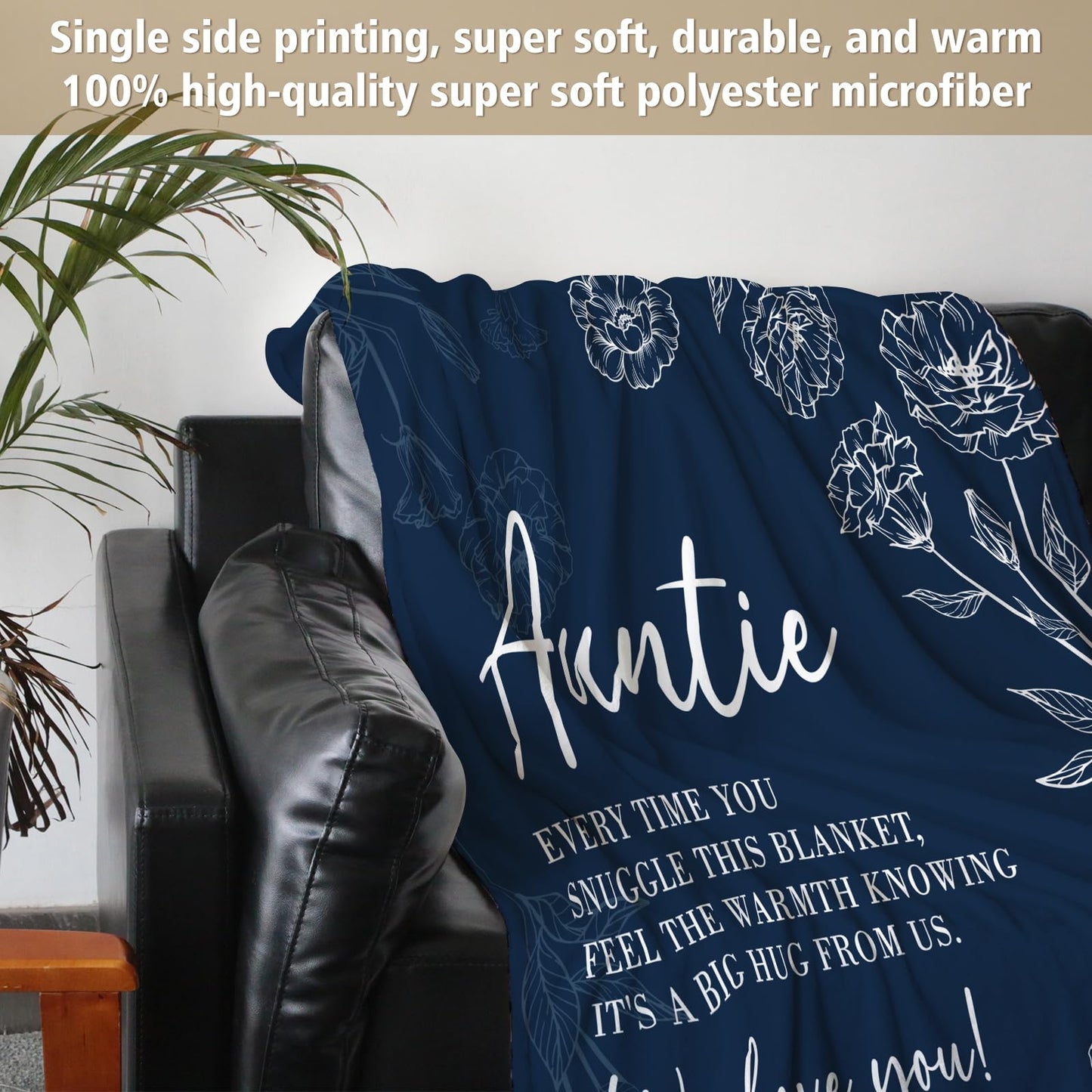 GiltGlimmer Auntie Gift Ideas, Aunt Gifts from Niece Nephew, Birthday Gift for Auntie, to My Auntie Throw Blanket 50" x 60", Blue