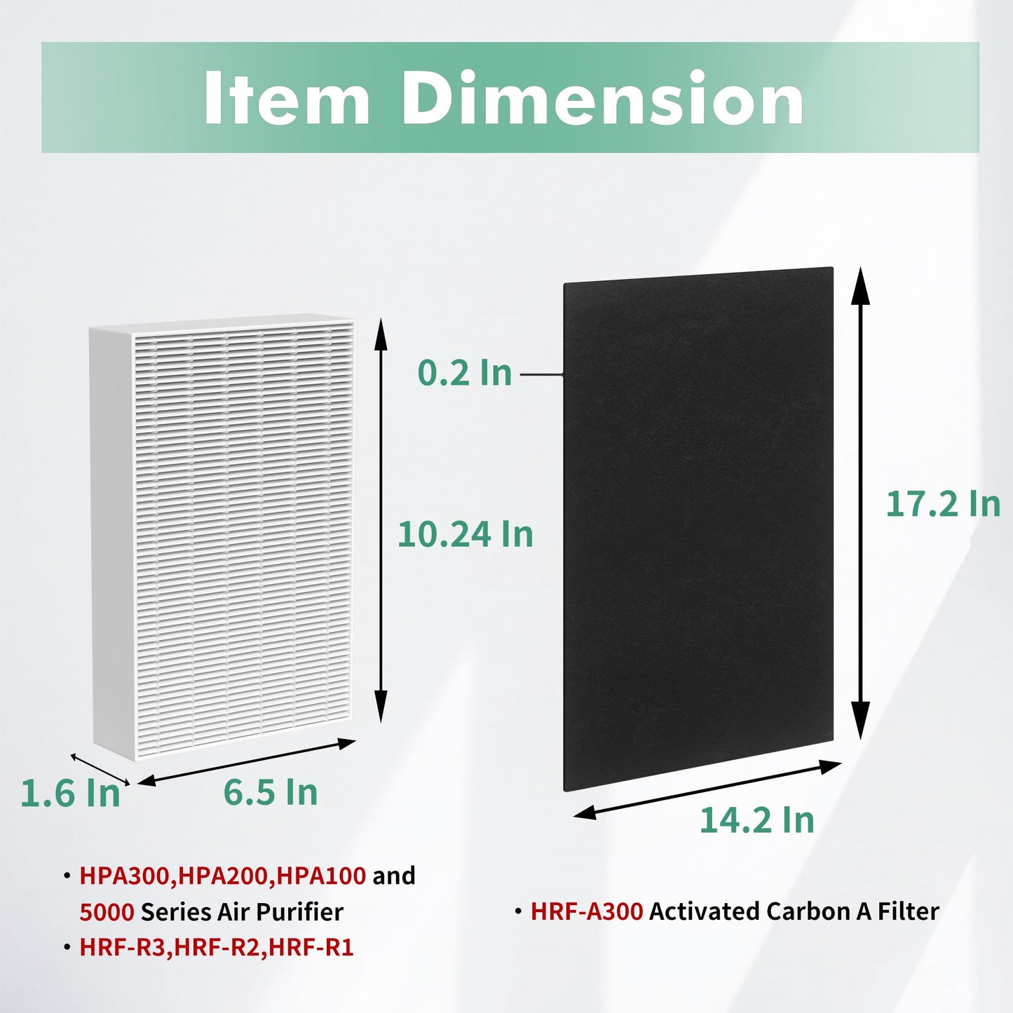 Musslan 6 Pack HPA300 HEPA Filter Replacement R with 8 Pack Activated Carbon Filter A Compatible with Honeywell Air Purifier HPA300, HPA304, HPA200, HPA3300 and HPA5300 Series