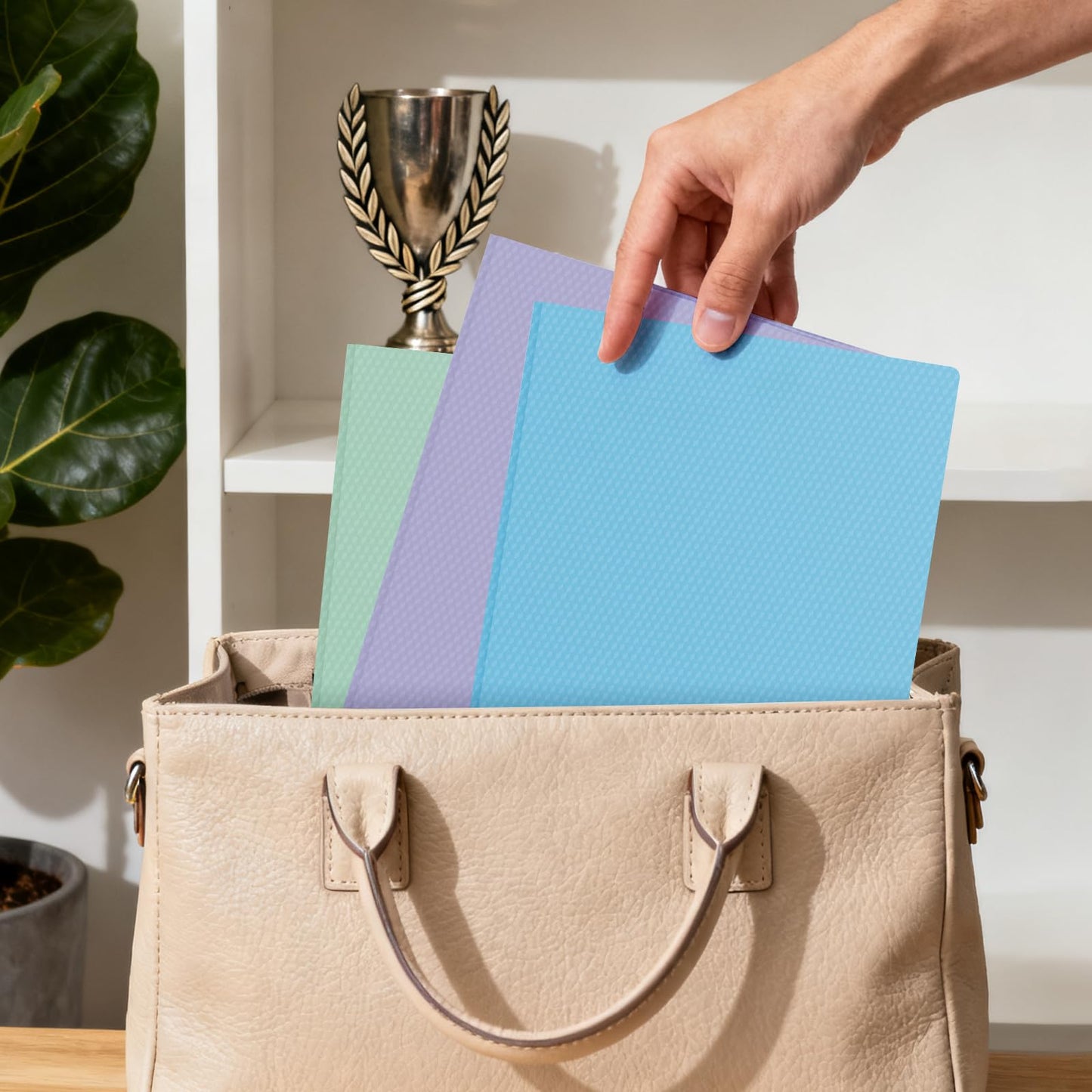 EEHZTSI 24-Pack Plastic andPockets and Prongs,2-Pocket and3 Fasteners, Pastel Folders Holds 8-1/2" x 11" Paper for School/Office/Home, Blue