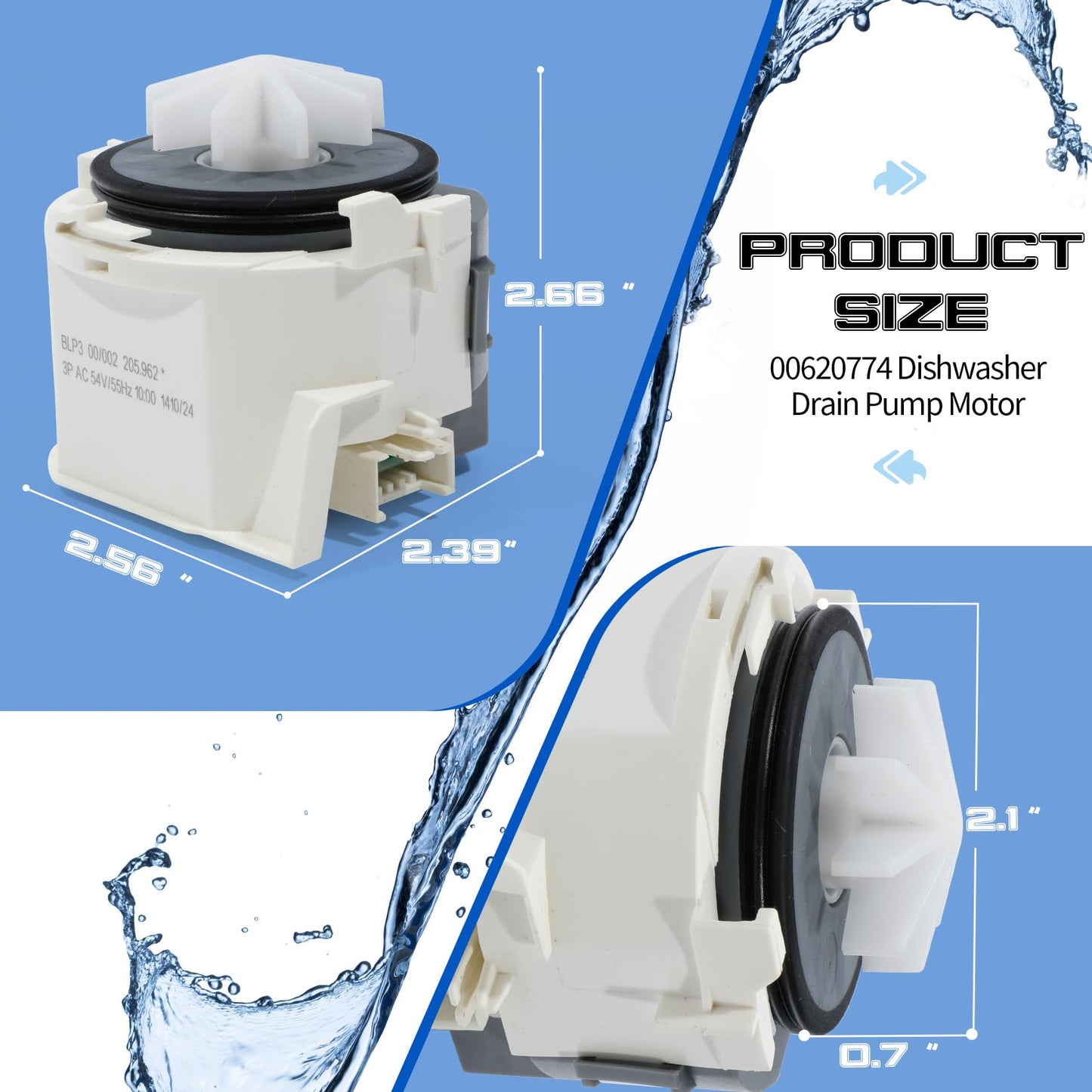 UPGRADED 00620774 Dishwasher Drain Pump Motor Assembly Compatible with Bosch Dishwasher Drain Pump 620774 Motor Parts Replacement 2692859, AP5326239, PS8728607, EAP8728607, PD00008993