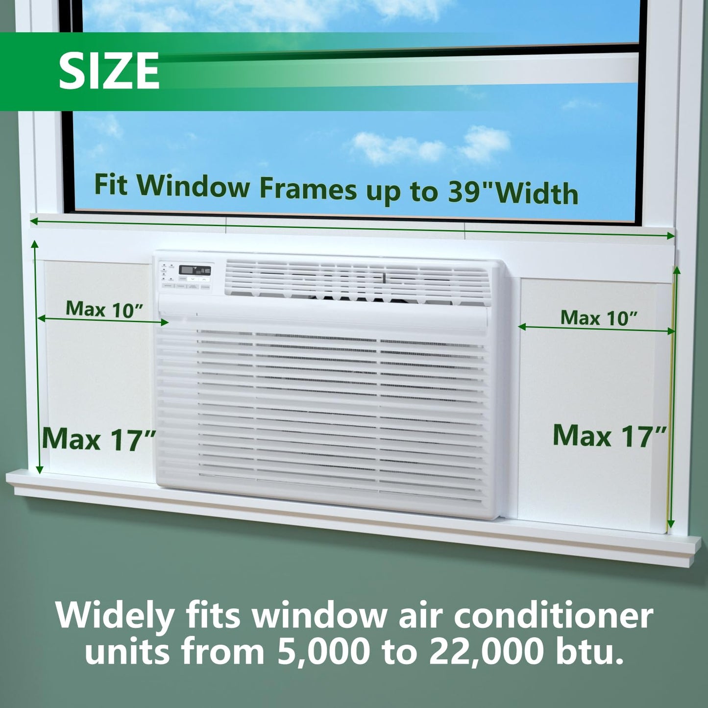 Window Air Conditioner,Side Insulated Foam Panel, Summer/Winter Heat and Draft Insulating,Full Surround Insulation Panels Window Seal with 4 pressure strips 2PIC Thickness 0.79in