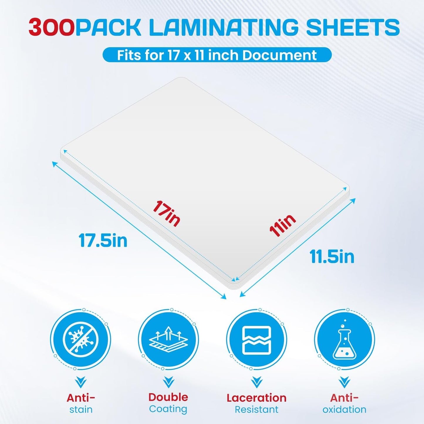 CAREGY 300 Pack Laminating Sheets, Hold 11 x 17 Inch Sheet, 3 Mil Clear Thermal Laminating Pouches 11.5 x 17.5 Inch Lamination Sheet Paper for Laminator, Round Corner
