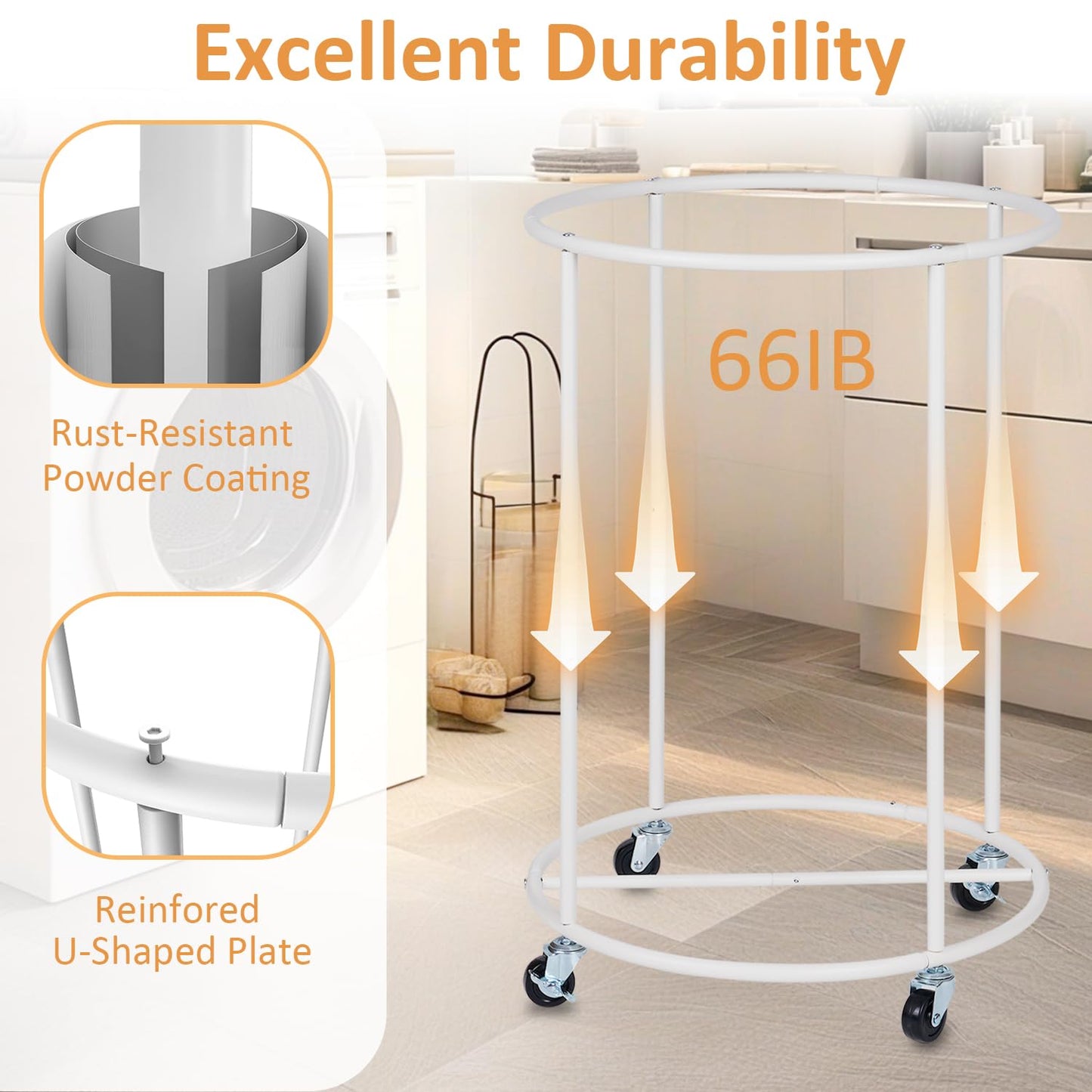 Nyamofly 150L Large Capacity Rolling Laundry Basket Hamper with Wheels, Clothes hamper and Removable Bag for Home, Laundry Room, Bedroom, Bathroom, Apartment, Dorm