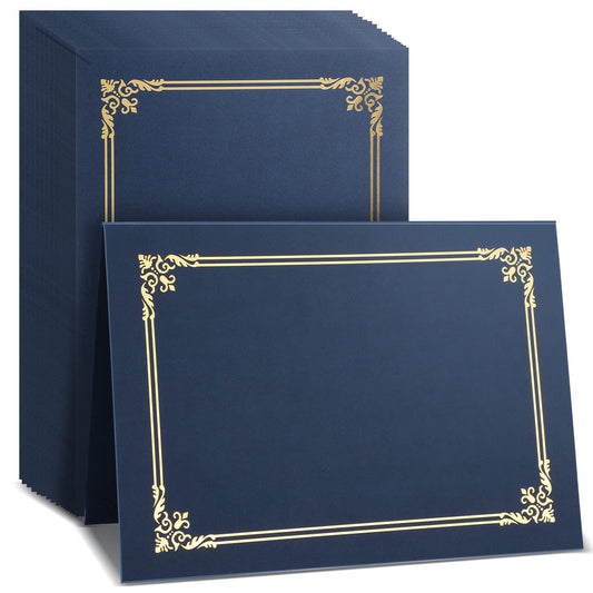 Sherr 60 Pcs Certificate Holders Certificate Covers Folders Diploma Holders with Gold Foil Border for Letter Size 8.5 x 11 Inches Diploma, Documents, Awards, Paper, Letter, Graduation(Navy Blue)