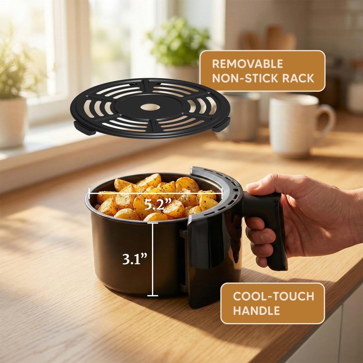Elite Gourmet EAF-1121X Personal 1.1 Qt. Compact Space Saving Electric Hot Air Fryer Oil-Less Healthy Cooker, Timer & Temperature Controls, 1000W Black