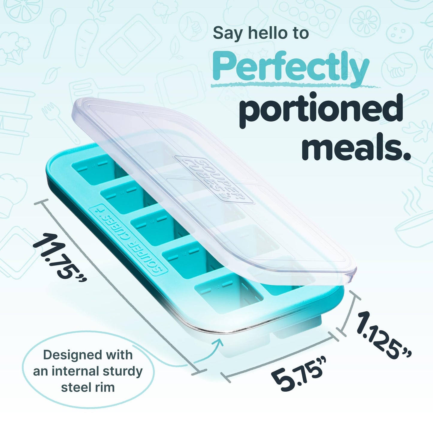 Souper Cubes 2 Tbsp. Silicone Freezer Molds - Perfect for Storing Garlic, Herbs, Ginger, Pesto, Tomato Paste, Lemon Juice, Purees and More - Aqua – 1-Pack