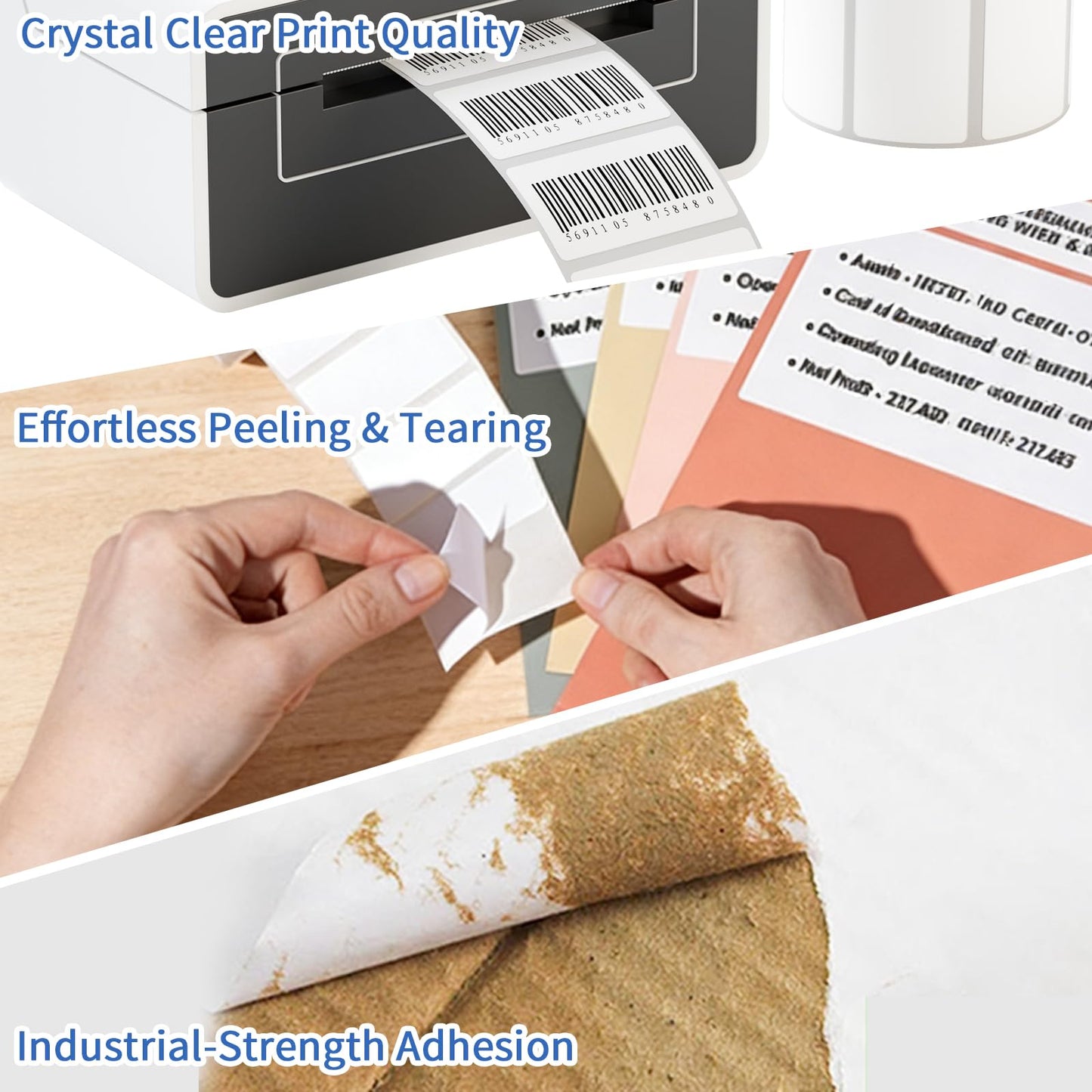 2" X 1” Direct Thermal Labels,Permanent Adhesive，White Self-Adhesive Barcode Label Paper Compatible with Direct Thermal Printers for Business Use(10 Rolls, 1000 Labels/Roll)