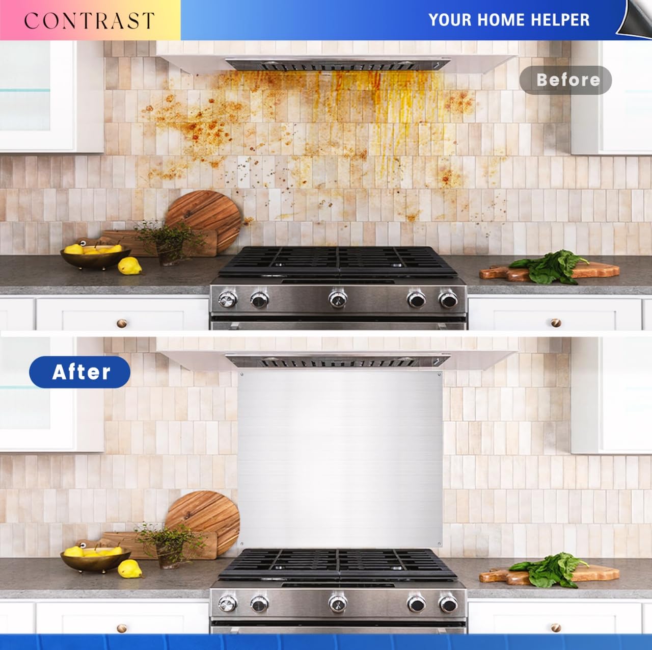 Stainless Steel Backsplash for Stove 24"x30" Stove Backsplash Protector for Wall Metal Range Splash for Kitchen Wall with Screw Included（0.0276" Thick)