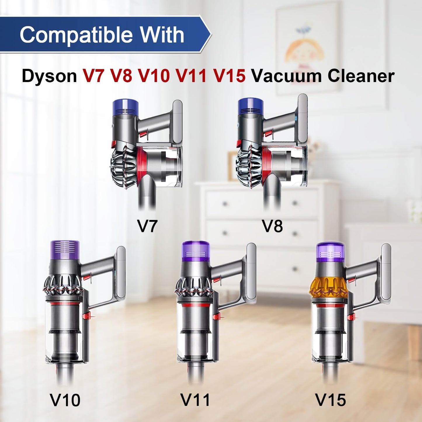Garbage fighter Upgraded Quick-Release Motorhead Cleaner for Dyson V7 V8 V10 V11 V15 Vacuum Cleaner Head SV10 SV11 SV12 SV14 Replacement Part Electric Head for Hardwood Floor Carpets