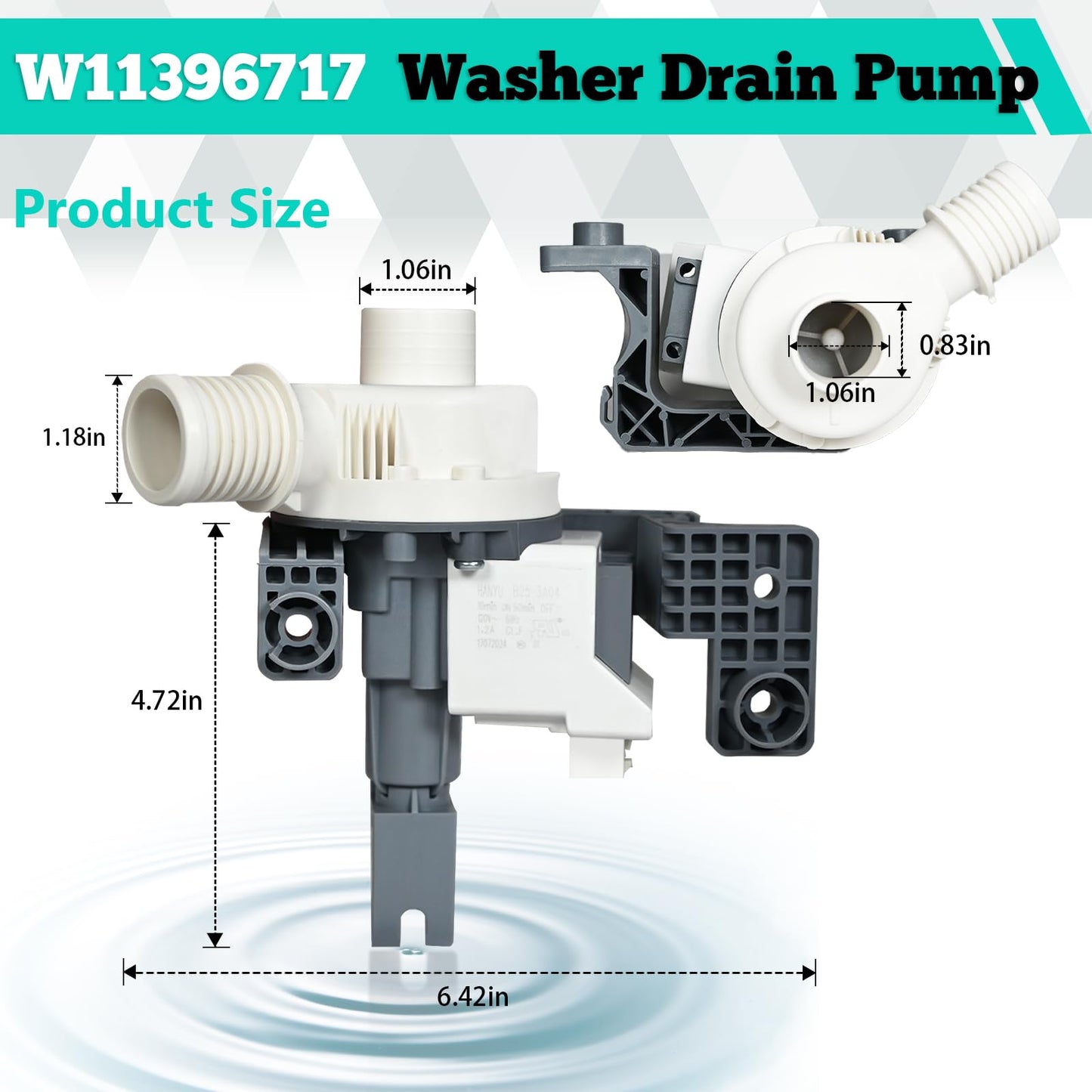 W11396717 W11263349 Washer Drain Pump, Compatible with Whirlpool Kenmore Maytag etc.Washing Machine Water Drain Pump. Replace 4960510 AP6974116 PS12731177 EAP12731177