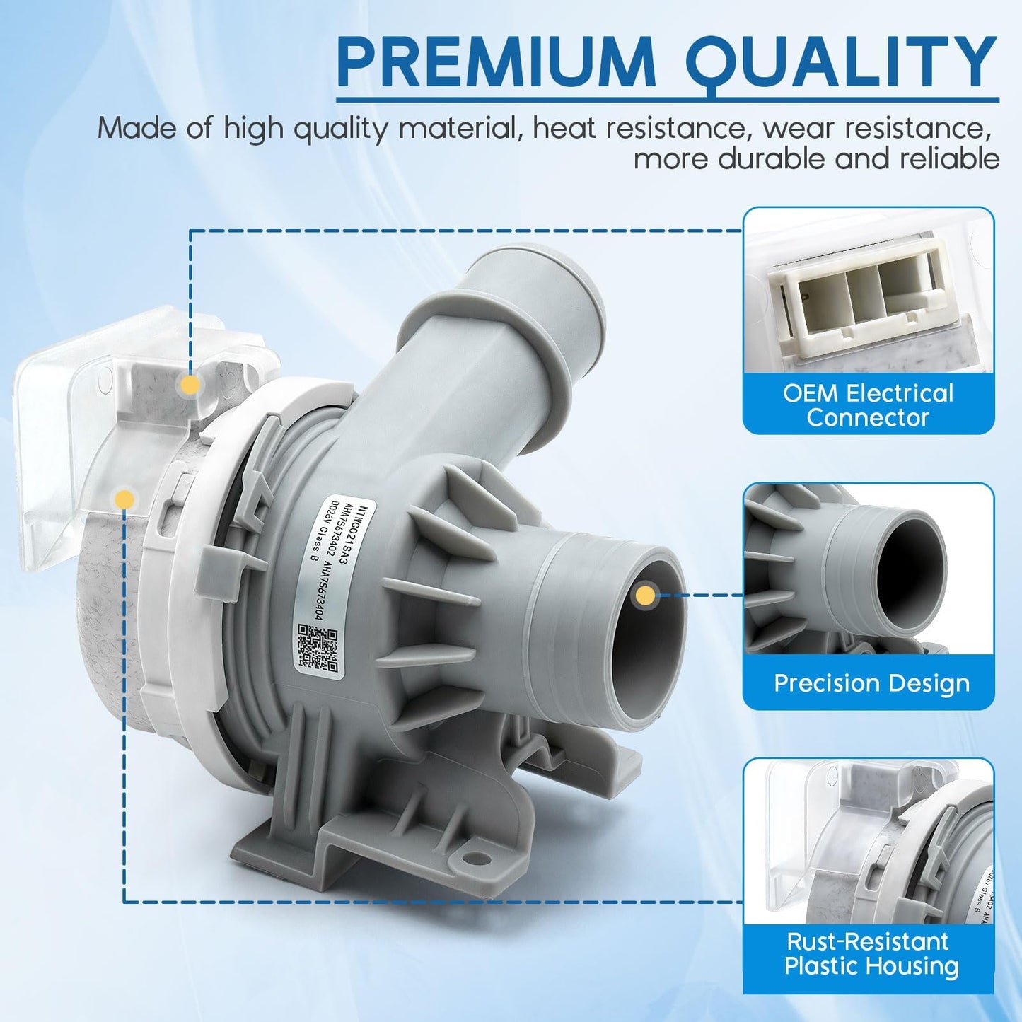 Upgraded AHA75673404 AHA75673402 Washer Drain Pump Assembly for LG Washing Machine, Replaces WT7250CW WT7305CW WT7405CW parts