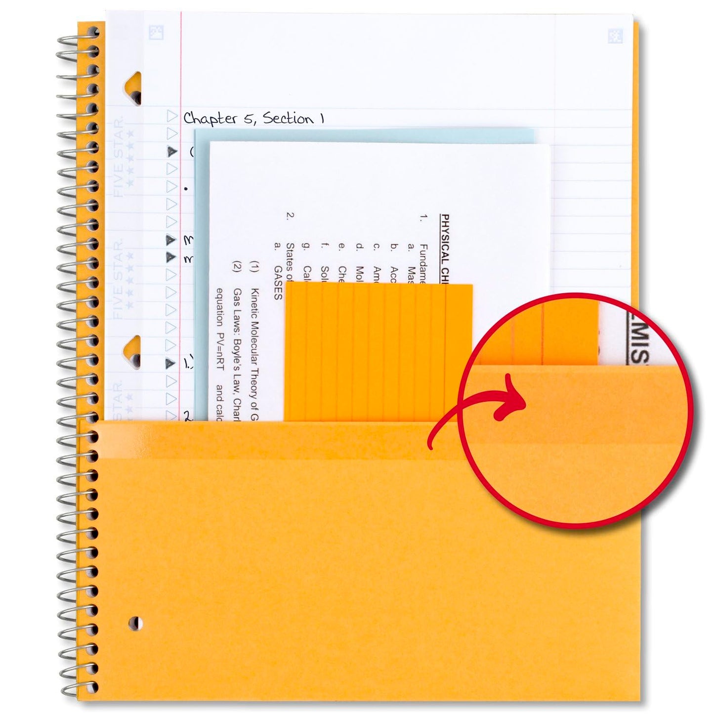 Five Star Spiral Notebook + Study App, 6 Pack, 1 Subject, College Ruled, 8-1/2" x 11", 100 Sheets, Fights Ink Bleed, Customizable Water Resistant Cover, Assorted Colors (820045-ECM)