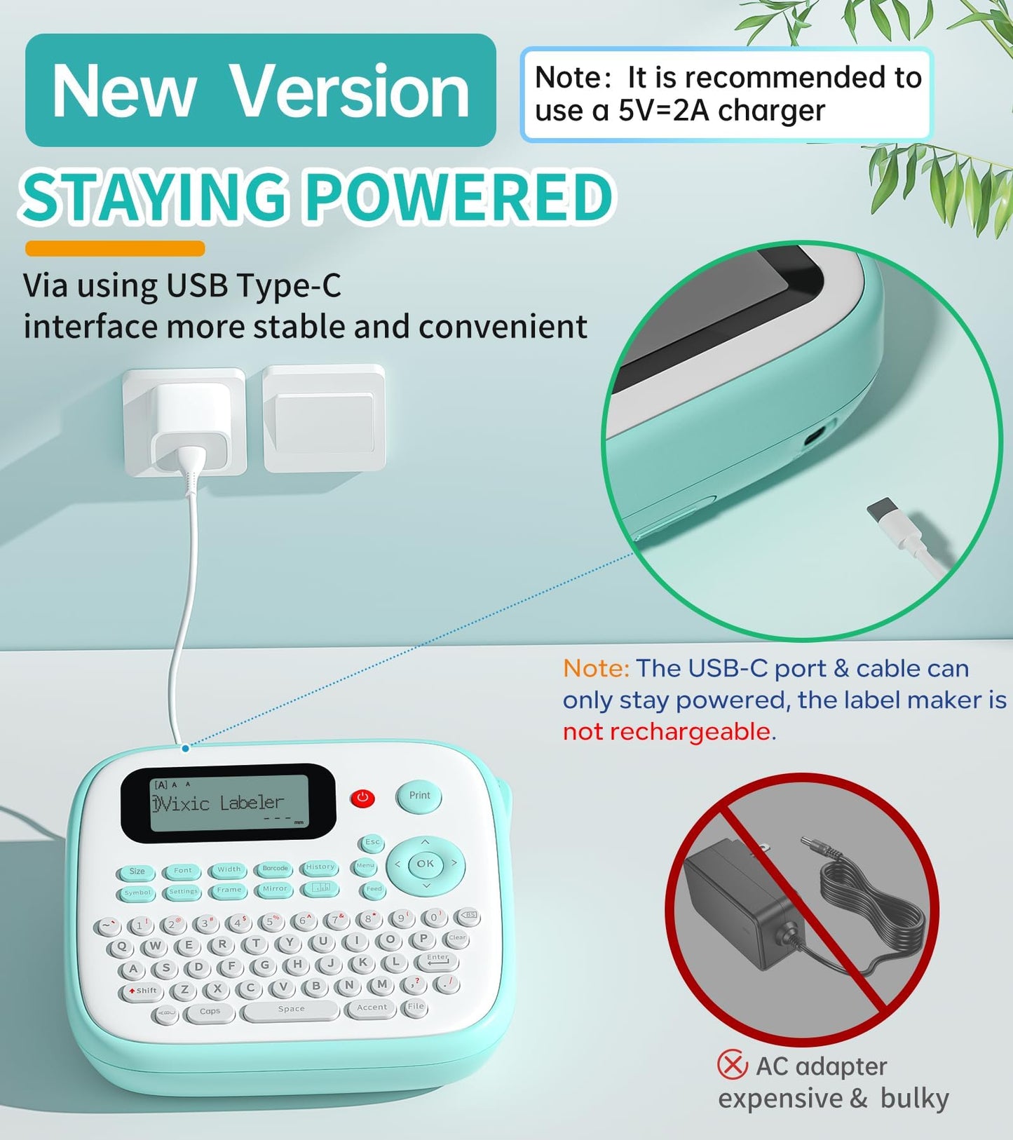 Vixic Label Makers, Label Maker Machine with Different Fonts, D210S Portable Labeler Machine with QWERTY Keyboard, Labelmaker with 12mm Laminated Waterproof-Labels for Home Office School Kids Items