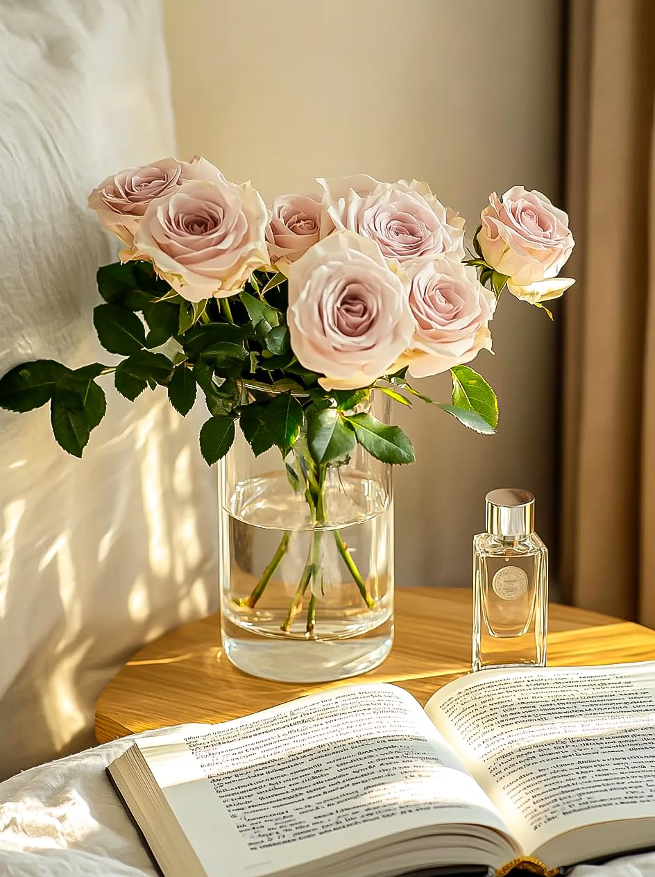 UPBUD 6 Inch Glass Cylinder Vases for Centerpieces | 12Pcs Clear Small Flower Vase for Wedding Decorations, Floating Candle Vases in Bulk, Hurricane Candle Holders for Table, Home Décor