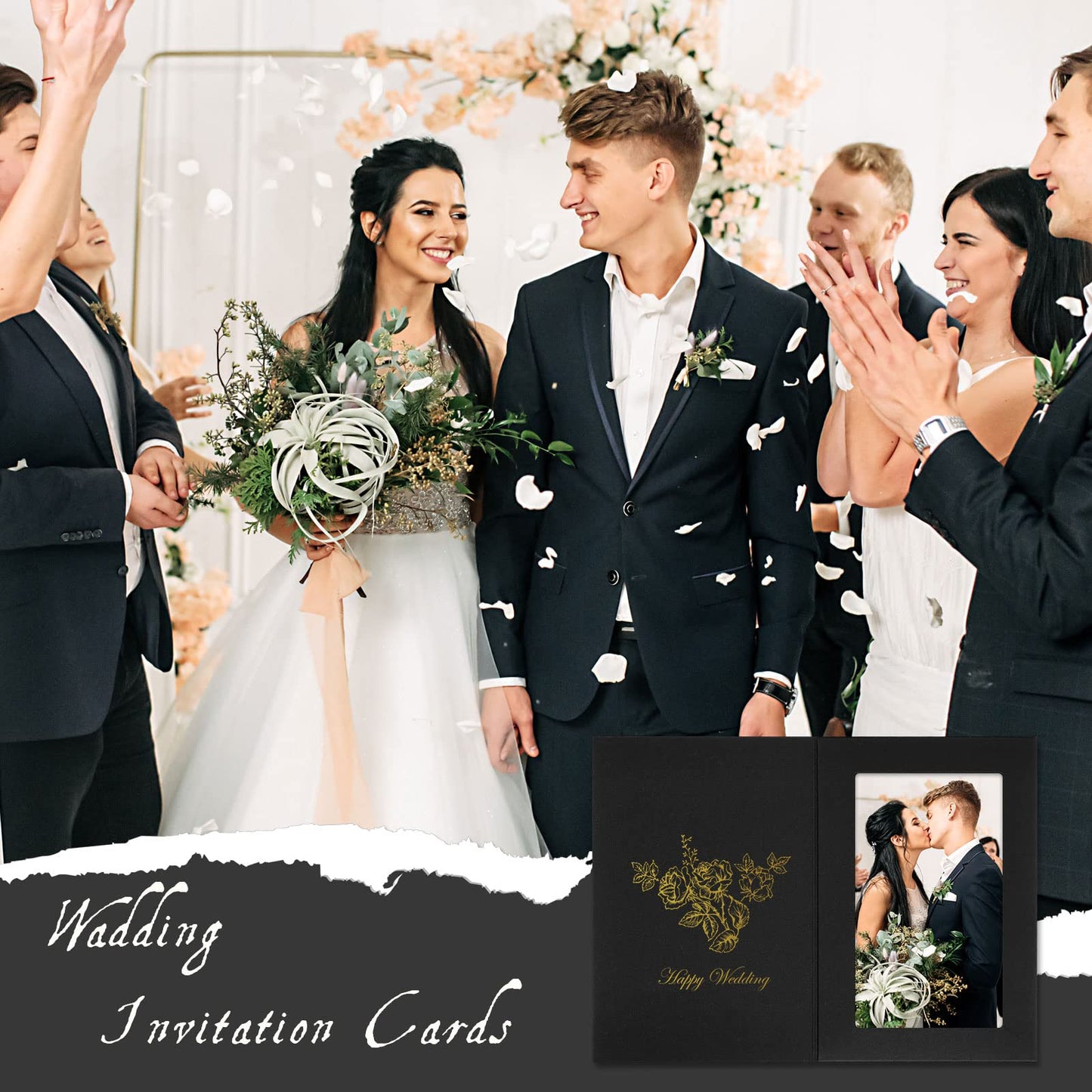 Fainne 150 Pack Photo Folders 4x6Inch Cardboard Picture Frame Photo Frame Thank You Cards Cardboard Folders Paper Greeting Cards Inserts for Portraits Christmas Wedding (4 x 6 Inch,Black)