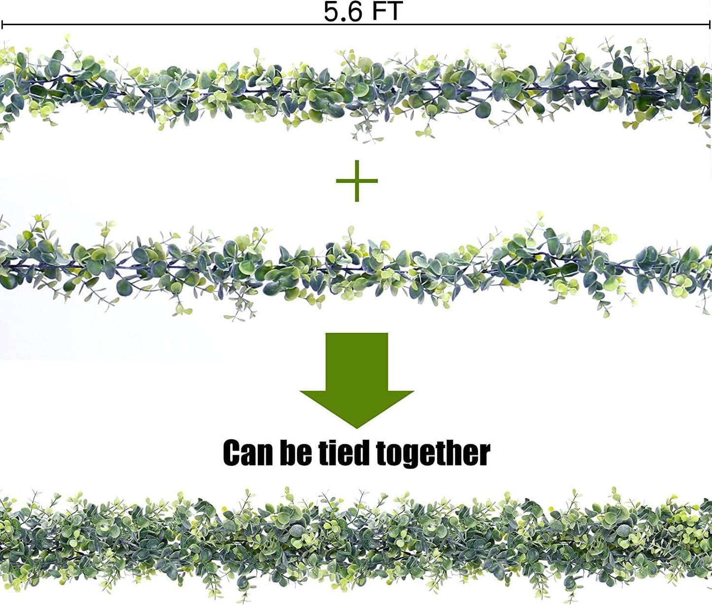 Sggvecsy Artificial Eucalyptus Garland 8 Pack Fake Eucalyptus Greenery Garland Faux Hanging Plants Artificial Vines, 5.6 Feet/Strand for Wedding Backdrop Arch Wall Table Party Outdoor Festival Decor