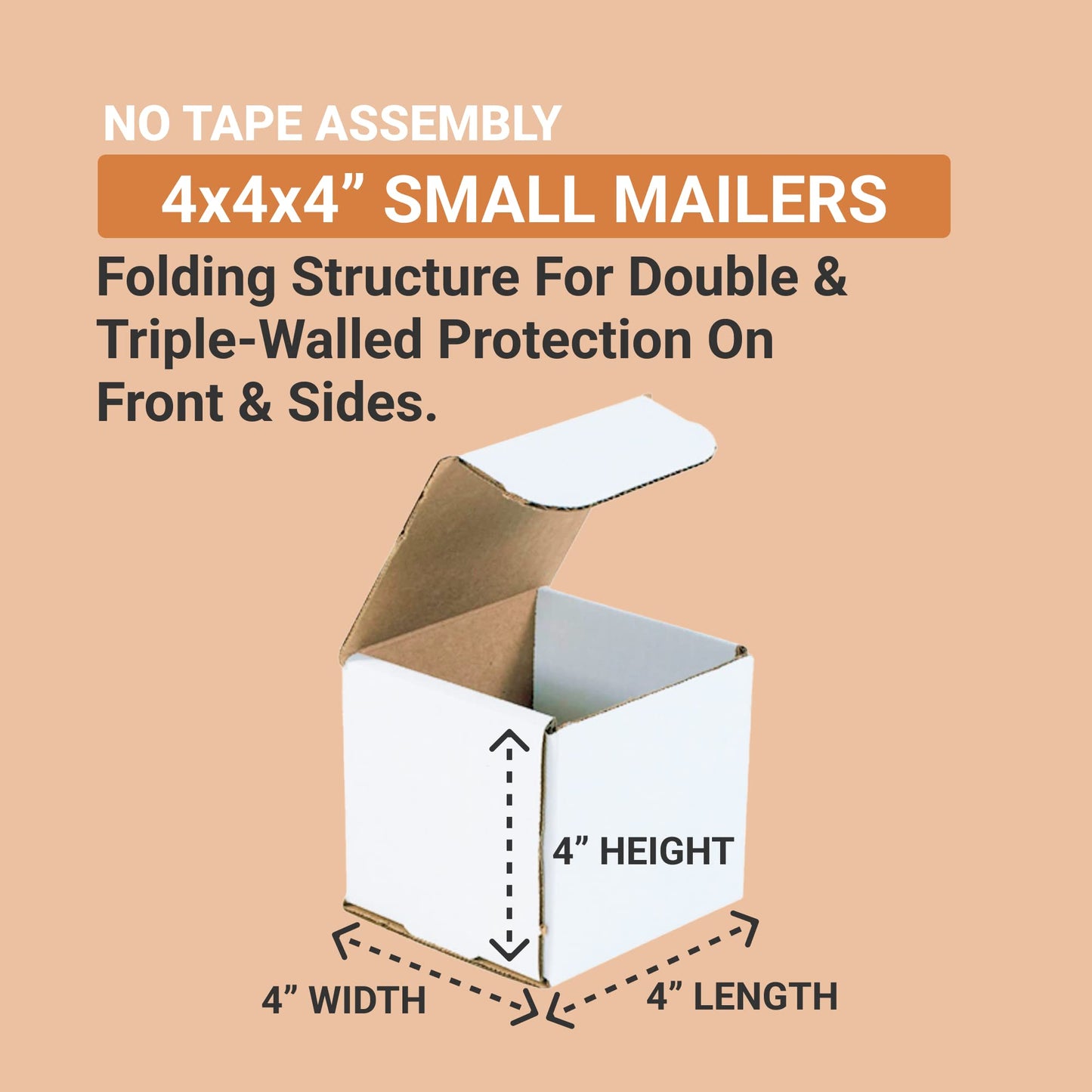 BOX USA Shipping Boxes Small 4"L x 4"W x 4"H 50-Pack - Corrugated Cardboard Box for Shipping, Mailing, Packing, Packaging and Storage