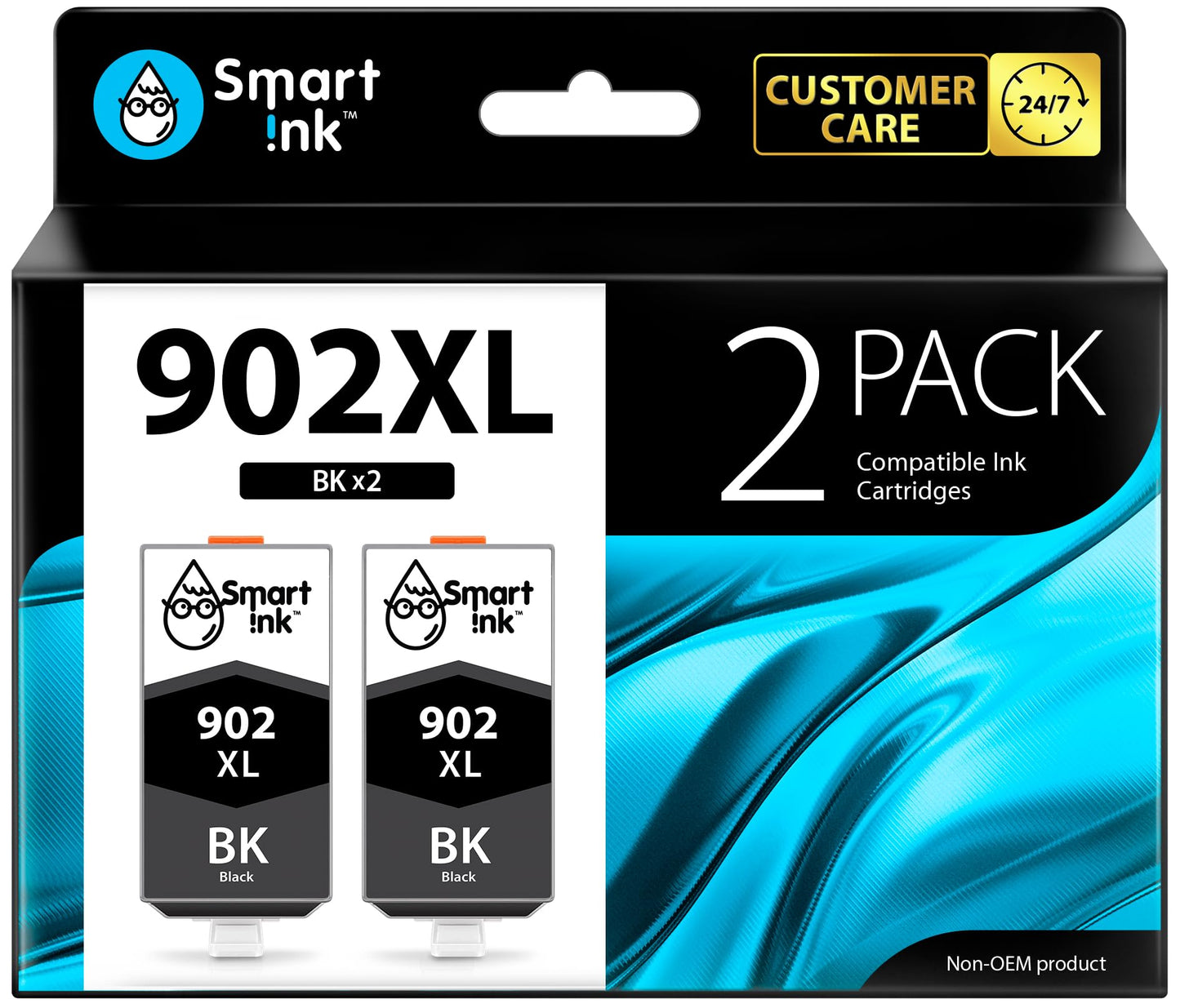 Smart Ink Compatible Ink Cartridge Replacement for HP 902XL 902 XL (2 Black, Combo Pack) to use with OfficeJet Pro 6978 6968 6970 6975 6960 Officejet 6962 6958 6950 6954 6951 6956 6961 6963 6964 6966