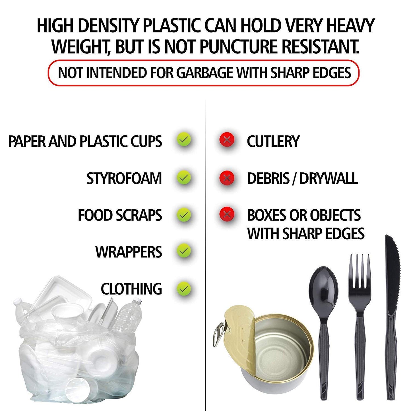 Aluf Plastics SCR-243306C 12-16 Gallon Trash Bags - (Commercial 1000 Pack) - Source Reduction Series Value High Density 6 Micron Gauge (equiv) - Intended for Office, Bathroom, Paper, Styrofoam