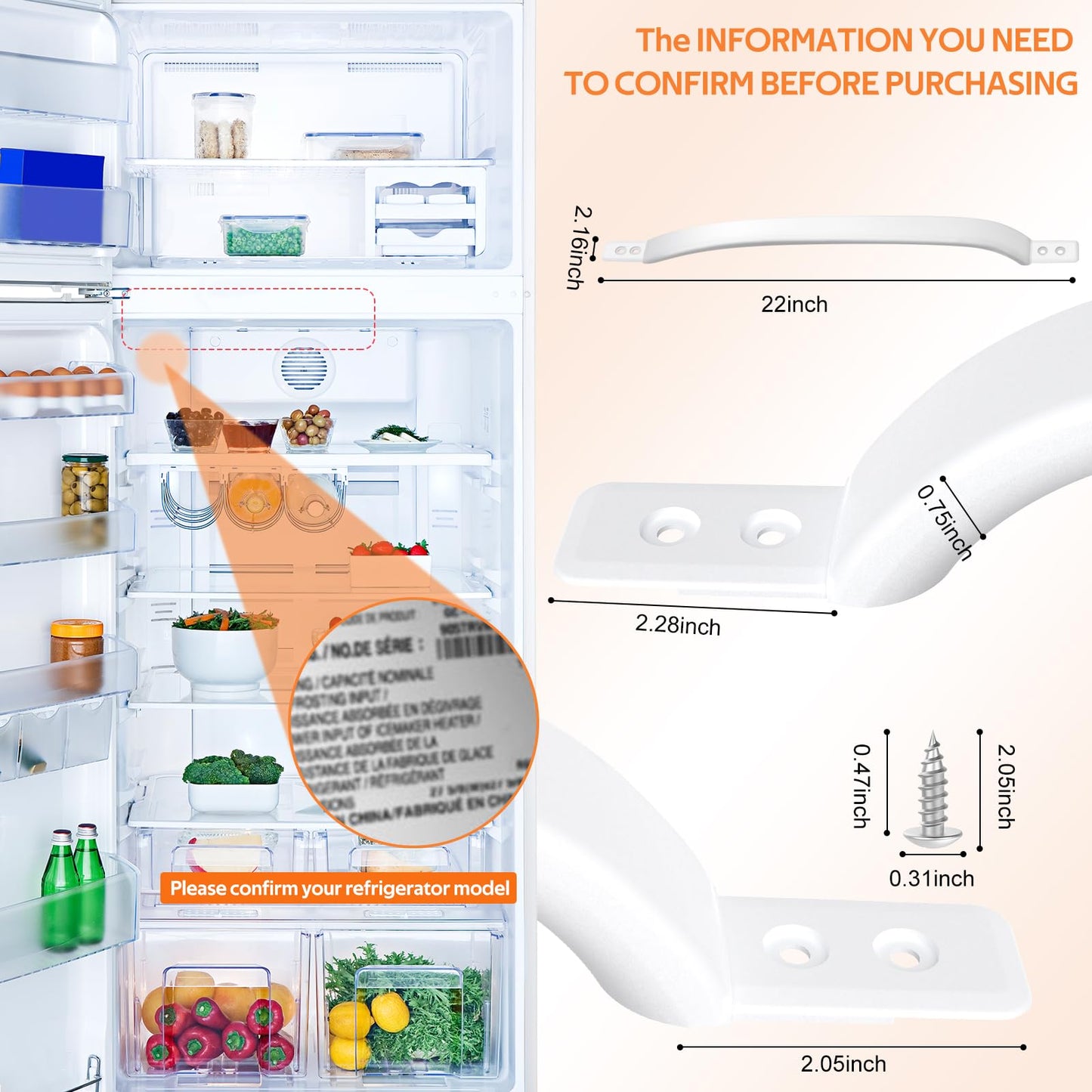 Upgraded Frigidaire Kenmore Refrigerator Handle Replacement - White Freezer Refrigerator Door Handle