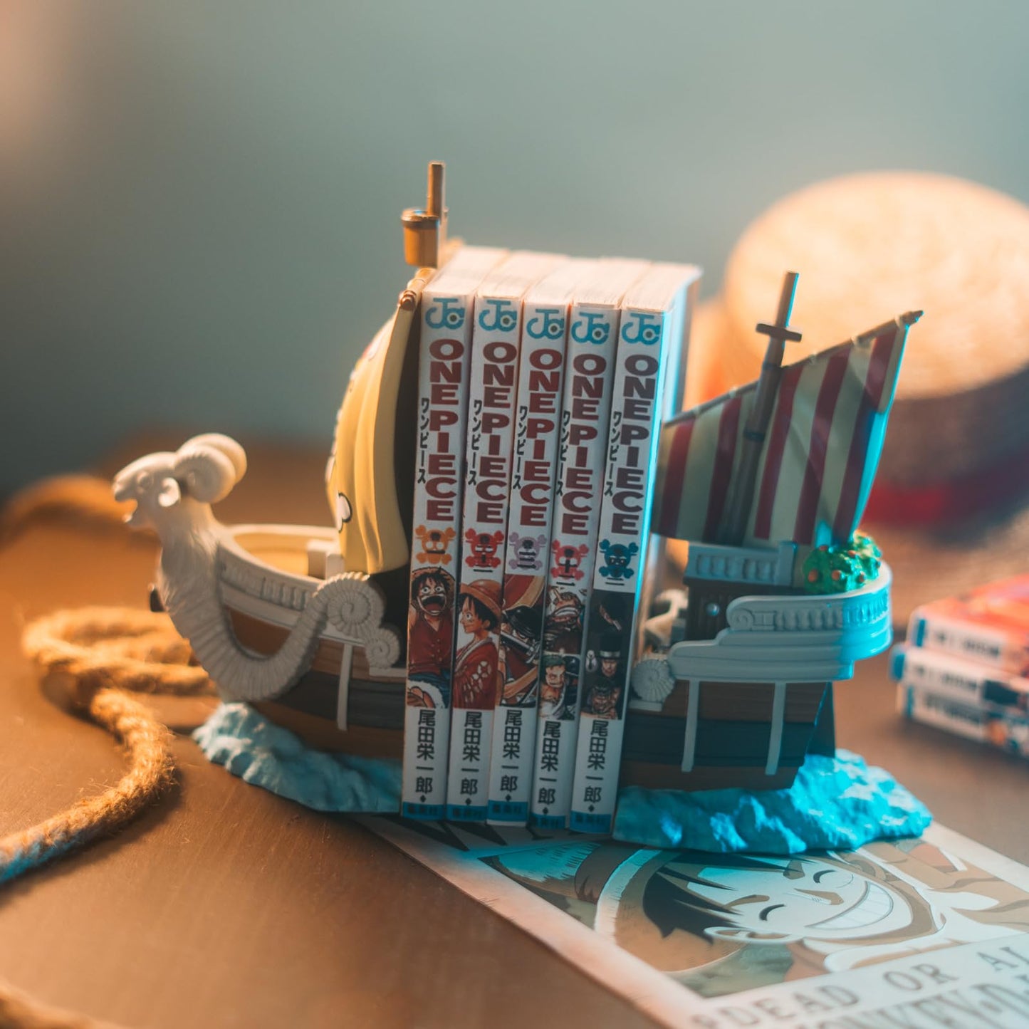 One Piece Merch Bookends | One Piece Manga Gifts | Going Merry Manga Figure Official | Anime Decorations | 10" D x 7" W x 9" H