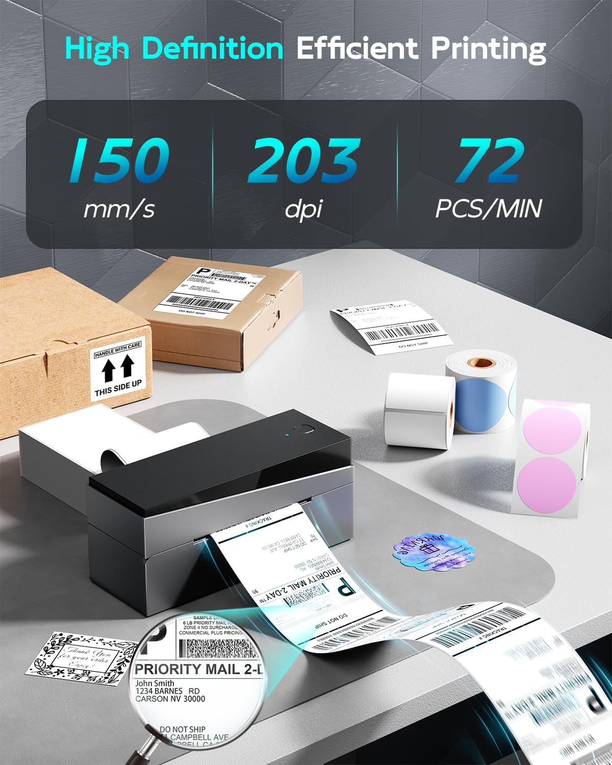 Omezizy Bluetooth Shipping Label Printer 4x6, 249BT Thermal Label Printer 4x6 for Small Business, Shipping Packages, Office, Home, Compatible with Android iPhone iPad Windows macOS Tiktok USPS Etsy