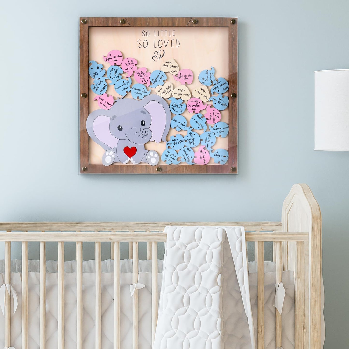 PARTYLOUD Baby Shower Guest Book, Elephant Baby Shower Decorations, Woodland Jungle Theme Baby Showers Sign in Guest Book Alternatives Frame Centerpieces Decor for Boy Girl