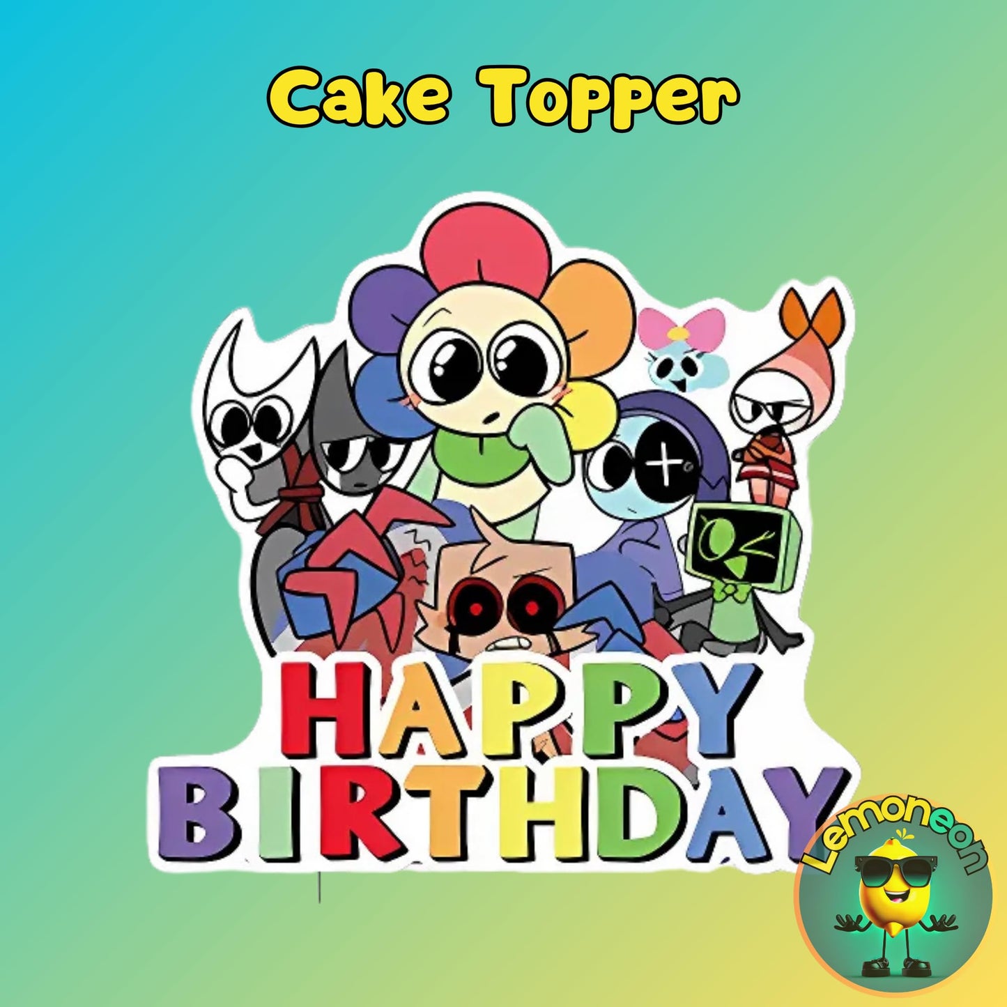 Lemoneon Birthday Party Decorations Supplies Happy Birthday Banner Cake Cupcake Toppers Balloons Background
