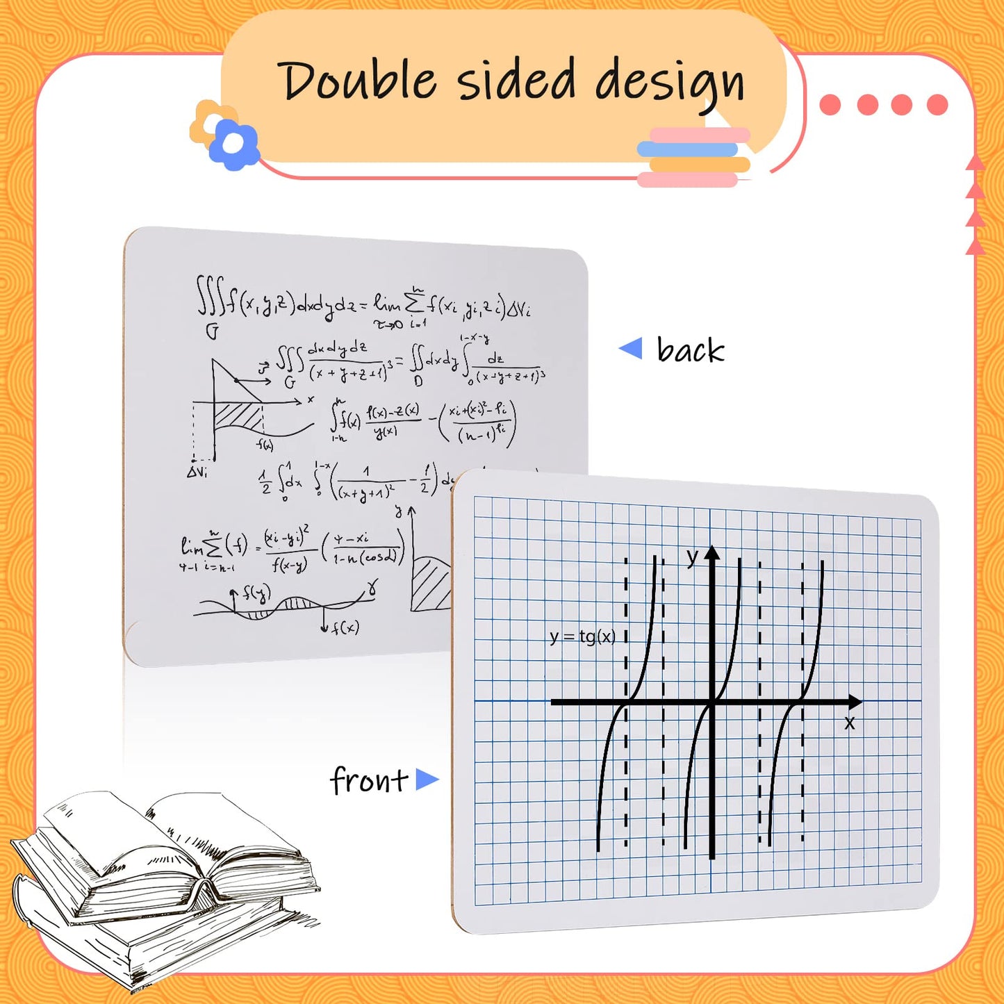 24 Pack Dry Erase XY Axis Graph Lap Boards 9'' x 12'' Double Sided White Boards Dry Erase Lapboards Math Student White Boards Double Sided Dry Erase Board with Erasers for School Classroom Supplies