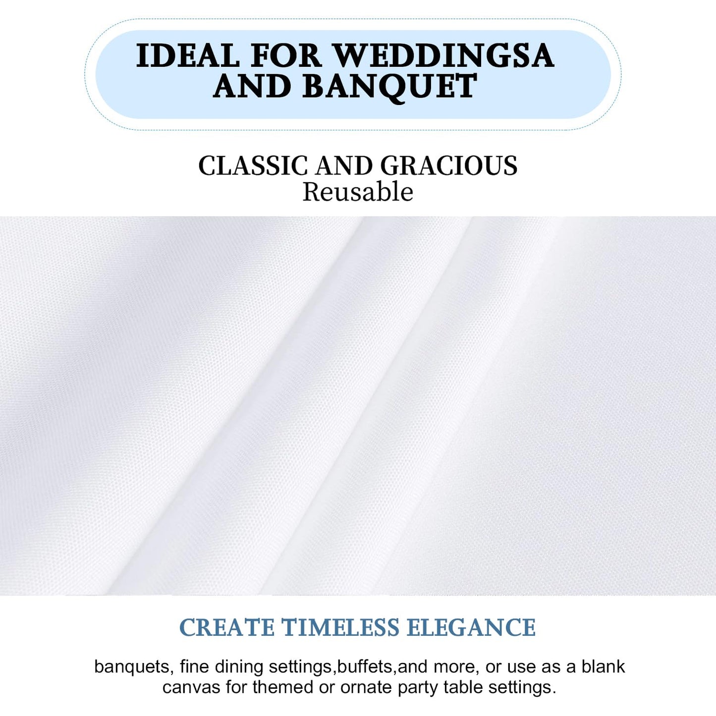 FINDYOU 12 Pack White Table Cloth Rectangle Table 60 x 102 Inch Tablecloths for 6 Foot Rectangle Tables. Stain and Winkle Resistant Polyester Washable White Cloths for Parties
