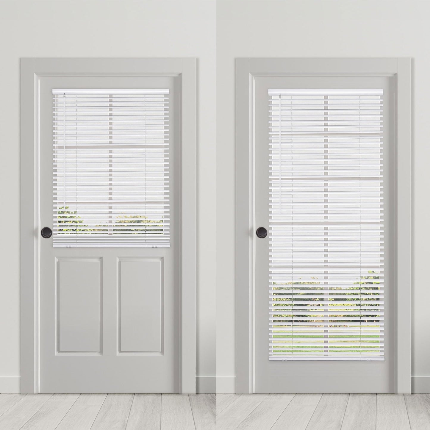 DEZ FURNISHINGS Cordless No Tools 1" Magnet Mini Blinds for Metal Doors, Room Darkening, 25" W x 42" H, White