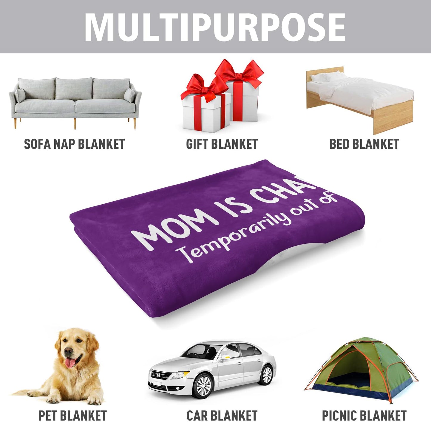 Craftique Mom Birthday Gifts, Funny Gifts for Mom- Mom's Charging Blanket- Moms Gift for Women from Daughter Son Husband, Super Soft Blanket Throw for Napping Travel, 80”×60”