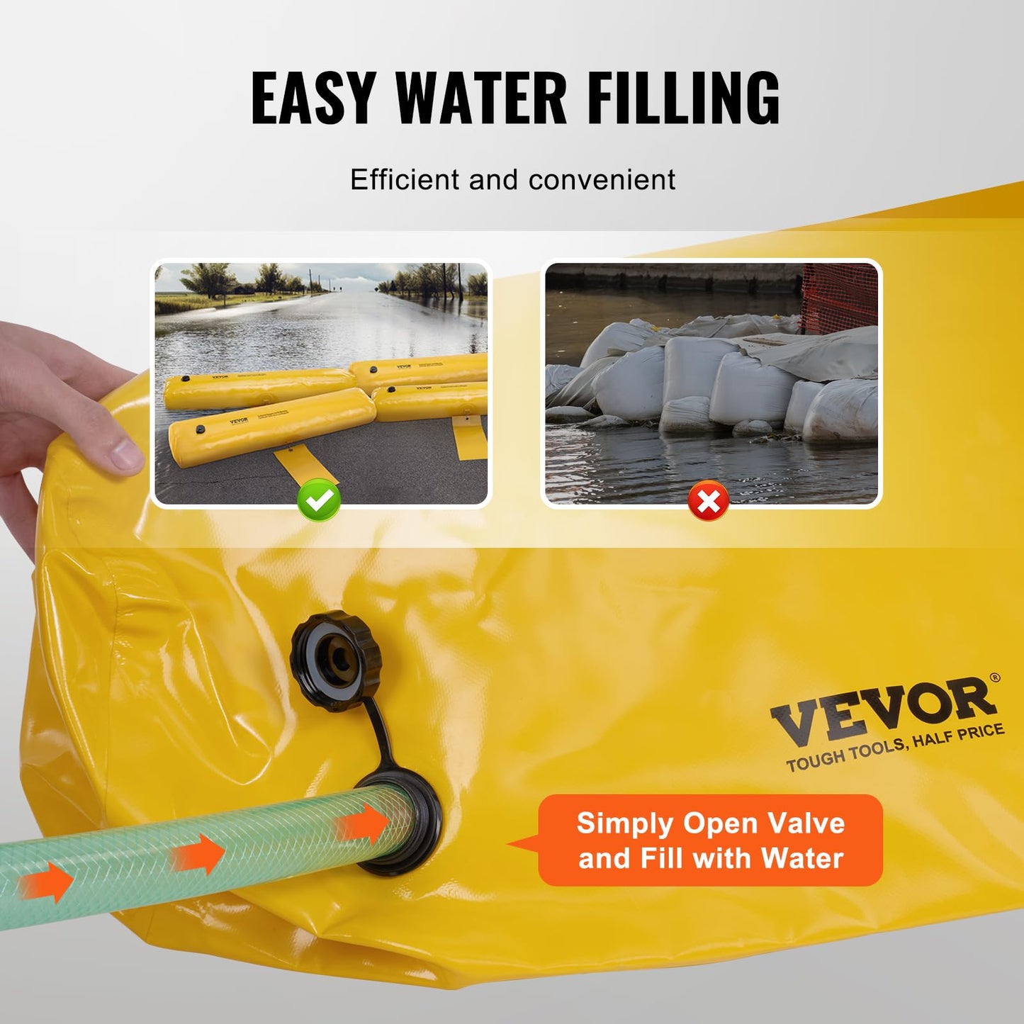 Flood Barriers, Sandbag Alternative Flood Bags 4 Pack, Flood Barrier for Home, Water Barriers for Flooding, Doorway, Driveway(4FTx6in)