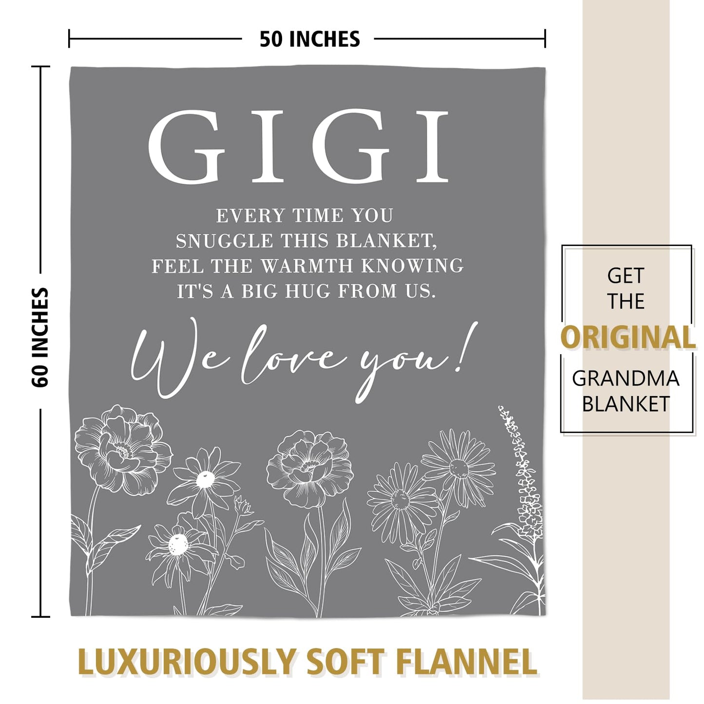 GiltGlimmer Gigi Gifts for Grandma, Gifts for Gigi Blanket, Grandma Birthday Gift from Grandkids, to My Gigi Throw Blanket 50" x 60"