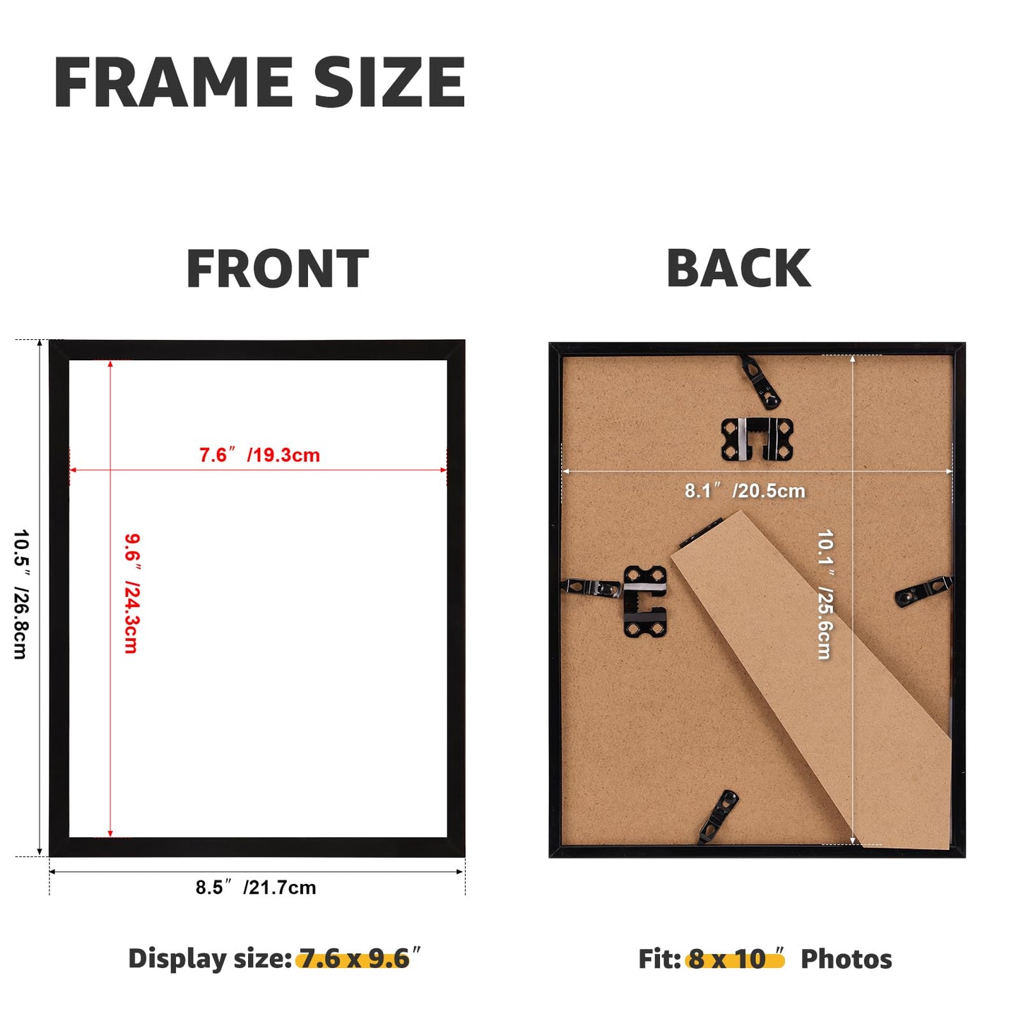 Giftgarden 8x10 Picture Frame Set of 18, Lightweight 8 by 10 Frames Bulk for Gallery Wall Photo Hanging and Tabletop Display, Black